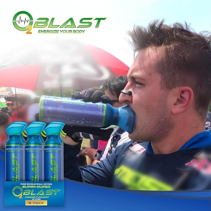 O2 Blast, Pure Oxygen Supplement, 10L Portable Can with Custom Breathing Mask for Respiratory Support, Elevate Oxygen Levels, Speed Recovery Time, Perfect for High Altitude & Sports Recovery (3-Pack)