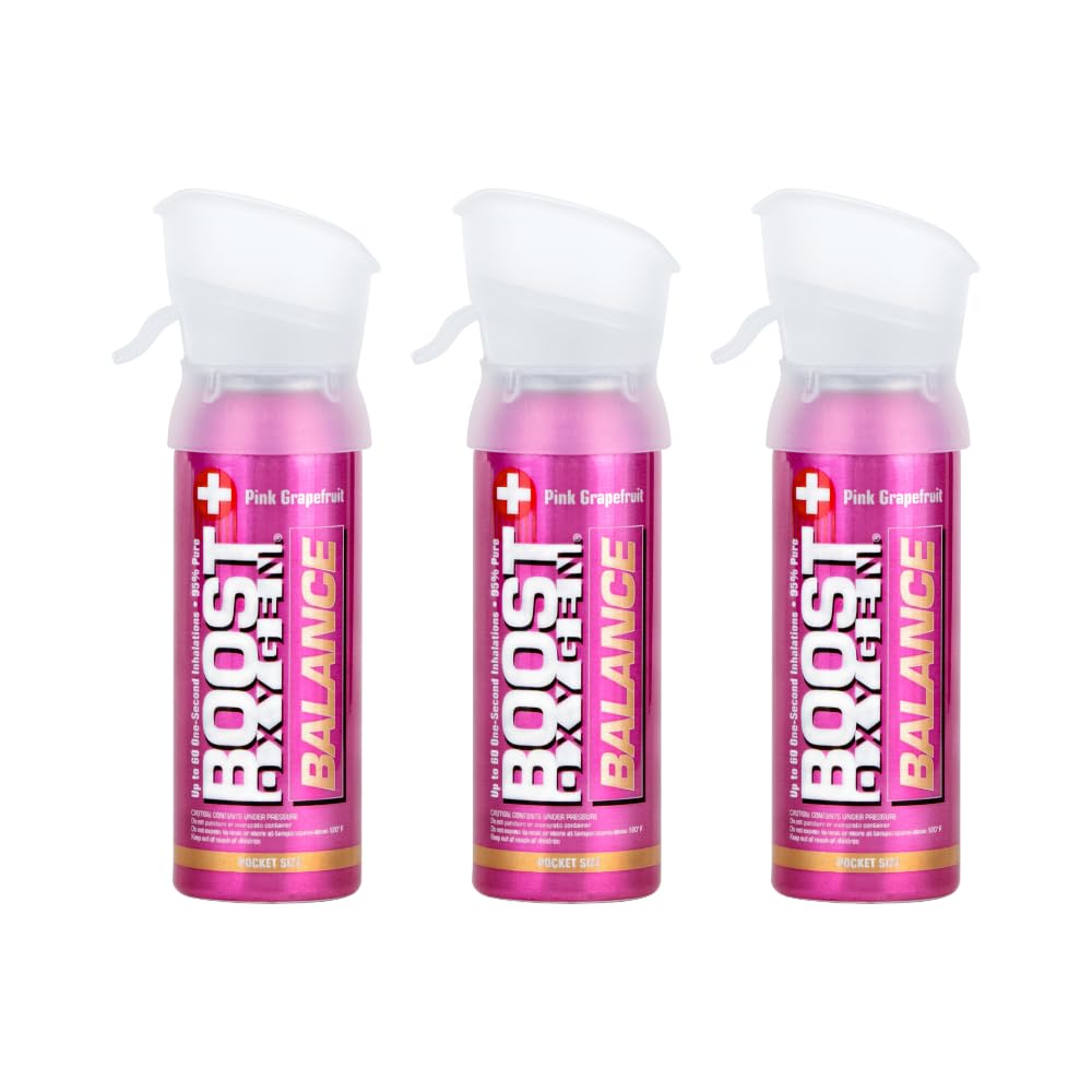 Boost Oxygen Pocket Size Natural 3L Canister | Respiratory Support for Aerobic Recovery, Altitude, Performance & Health (3 Pack)