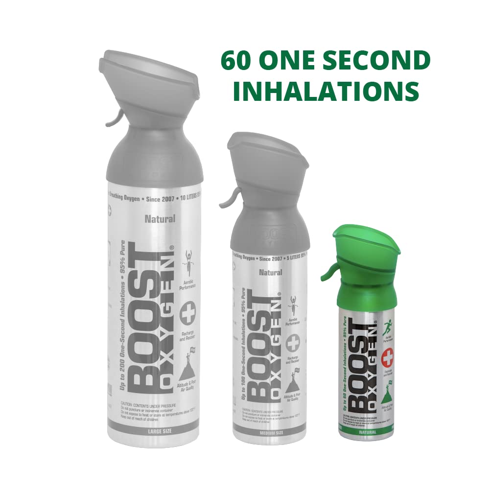 Boost Oxygen Pocket Size Natural 3L Canister | Respiratory Support for Aerobic Recovery, Altitude, Performance & Health (3 Pack)