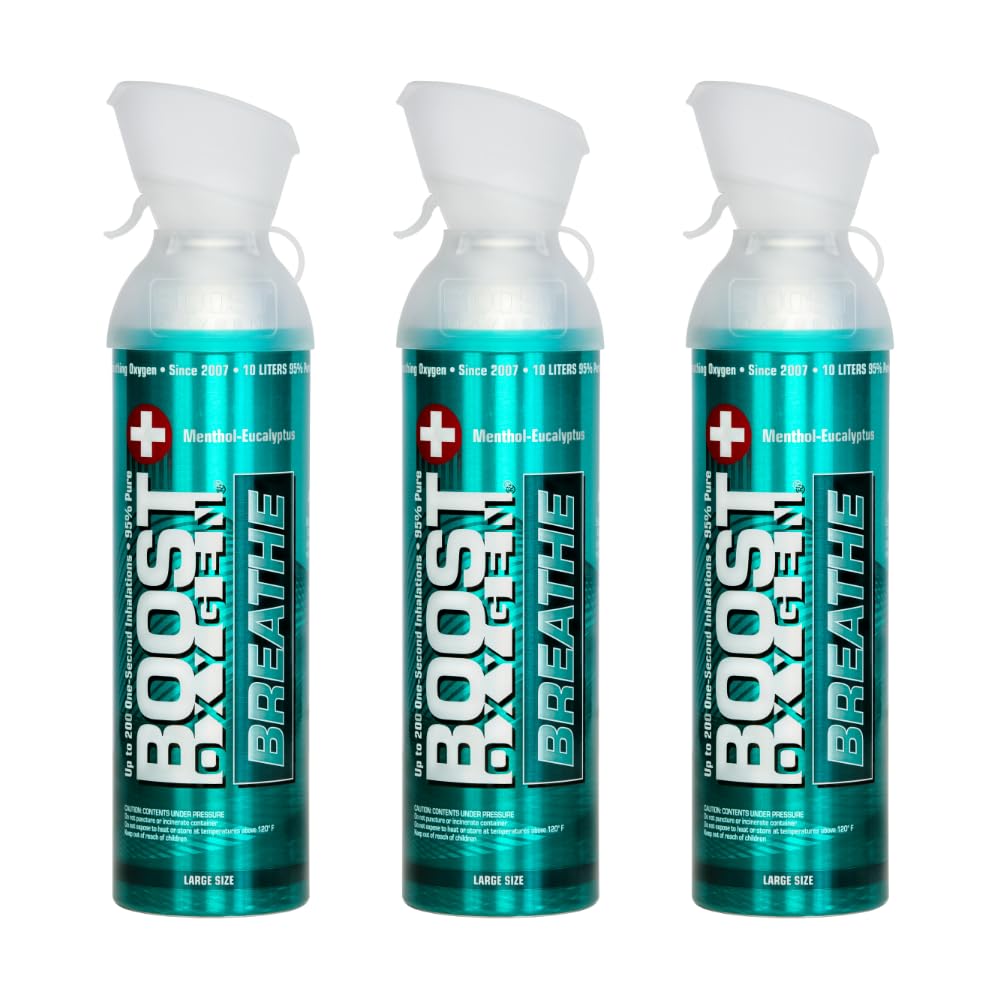 Boost Oxygen Large Natural 10 Liter Canister | Respiratory Support for Aerobic Recovery, Altitude, Performance and Health (3 Pack)