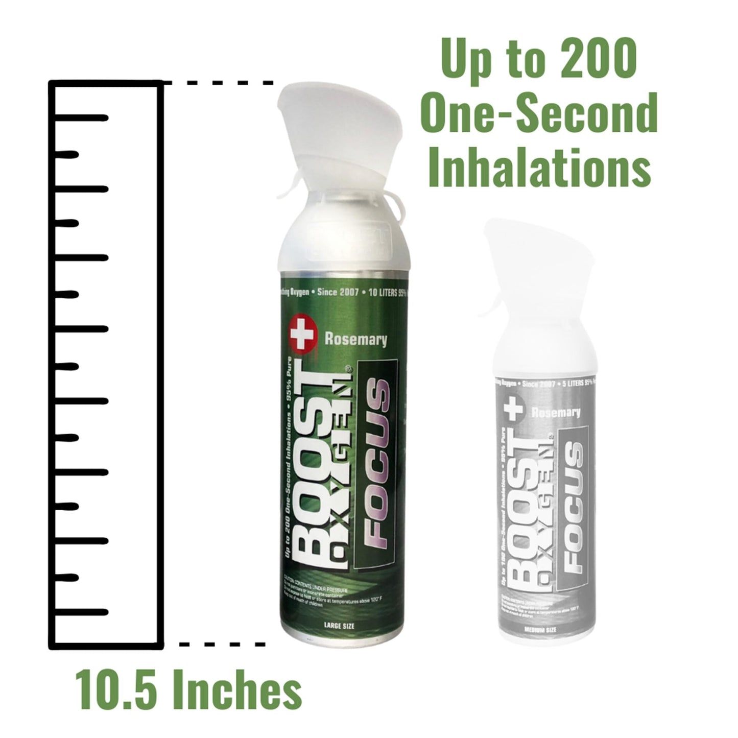Boost Oxygen Canned 10 Liter Natural Flavored Oxygen Boost Portable Canister Bottle for High Altitudes, Athletes, and More, Green/Silver (5 Pack)