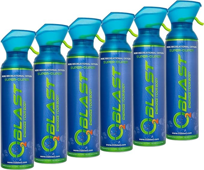 O2 Blast, Pure Oxygen Supplement, 10L Portable Can with Custom Breathing Mask for Respiratory Support, Elevate Oxygen Levels, Speed Recovery Time, Perfect for High Altitude & Sports Recovery (3-Pack)