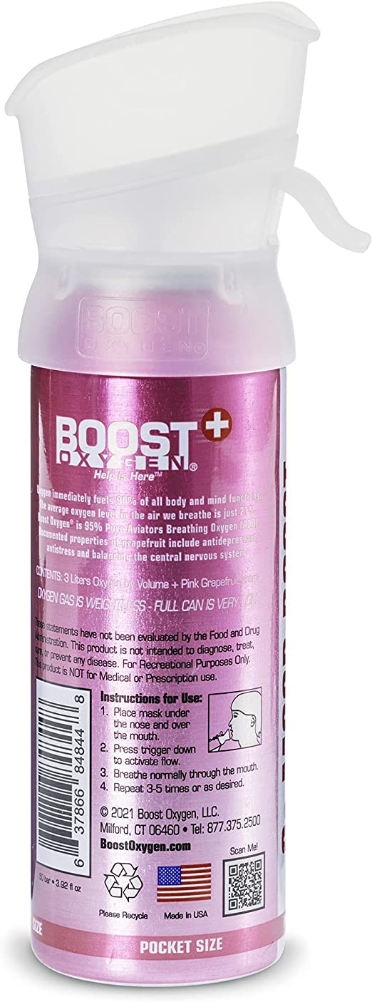 Boost Oxygen Pocket Size Natural 3L Canister | Respiratory Support for Aerobic Recovery, Altitude, Performance & Health (3 Pack)