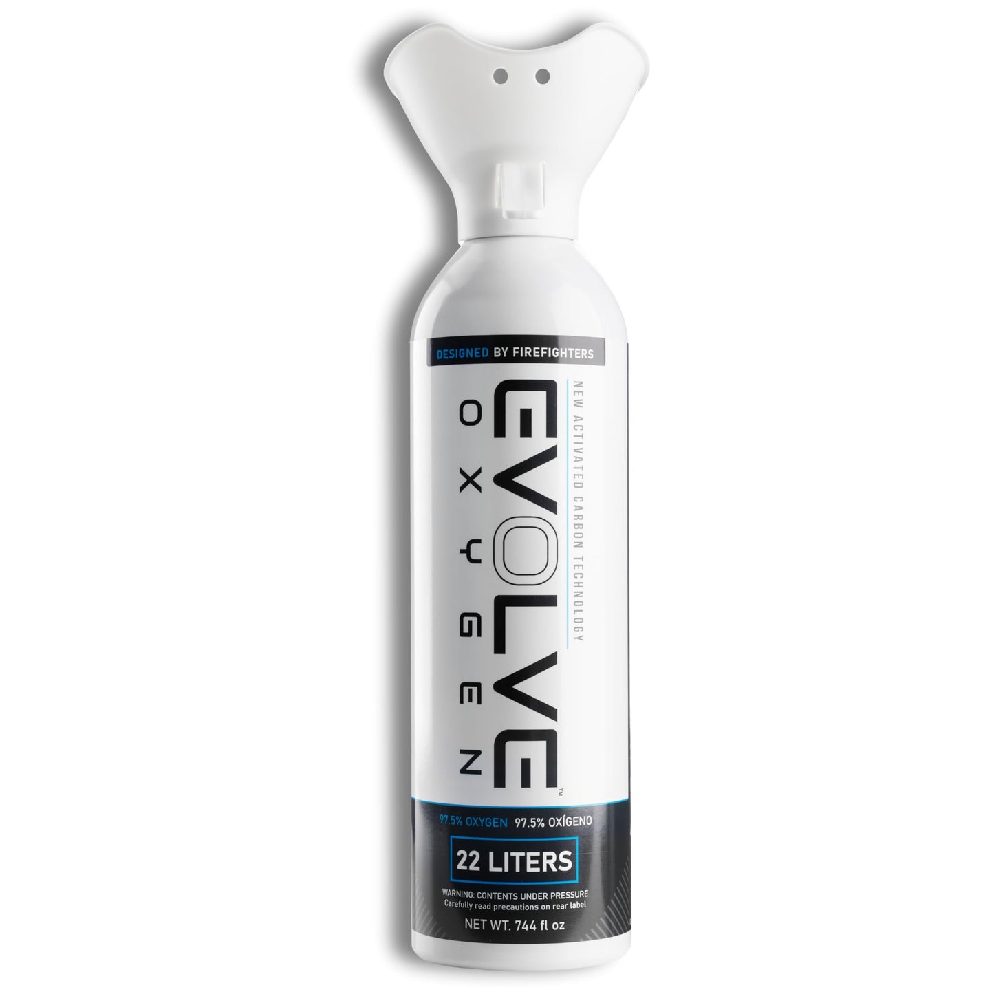 EVOLVE 22-Liter Pure Oxygen Canister with Breathing Cup | Portable Oxygen Can | Ideal for Home Use and Outdoor Activities | Designed by Firefighters | Made in The USA | Pack of 3