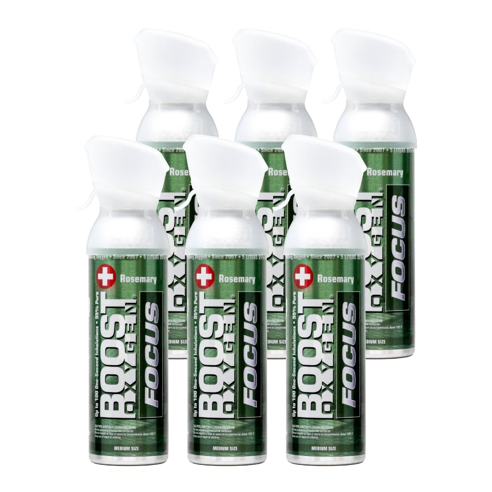 Boost Oxygen Canned Oxygen for Breathing for Home Use, Exercise, or Altitude Sickness, Includes Sealed Cap & Mask, 5L Canister, Multicolor, Pack of 4
