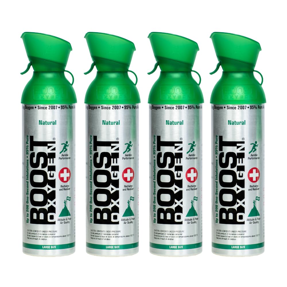 Boost Oxygen Large Natural 10 Liter Canister | Respiratory Support for Aerobic Recovery, Altitude, Performance and Health (3 Pack)