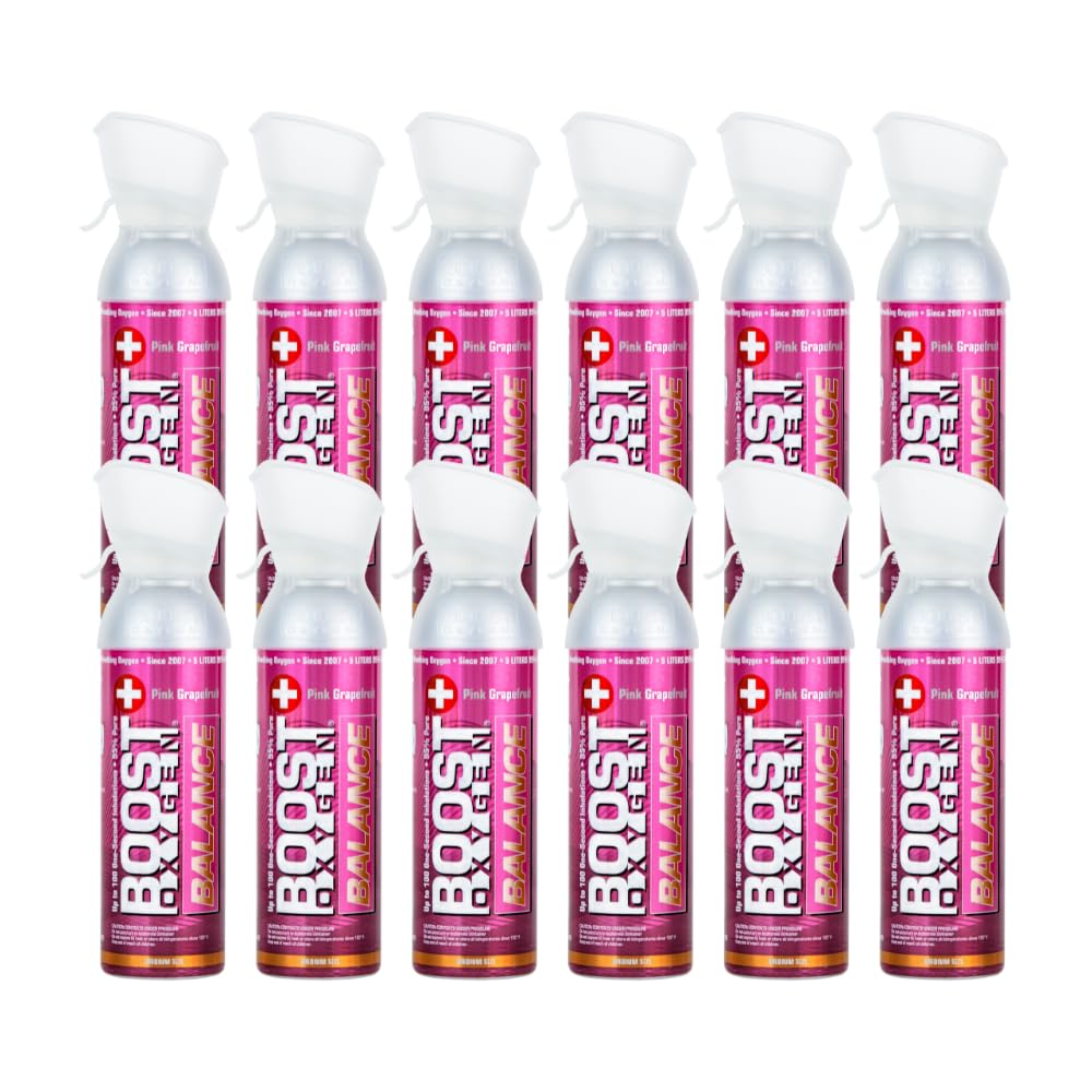 Boost Oxygen Canned Oxygen for Breathing for Home Use, Exercise, or Altitude Sickness, Includes Sealed Cap & Mask, 5L Canister, Multicolor, Pack of 4