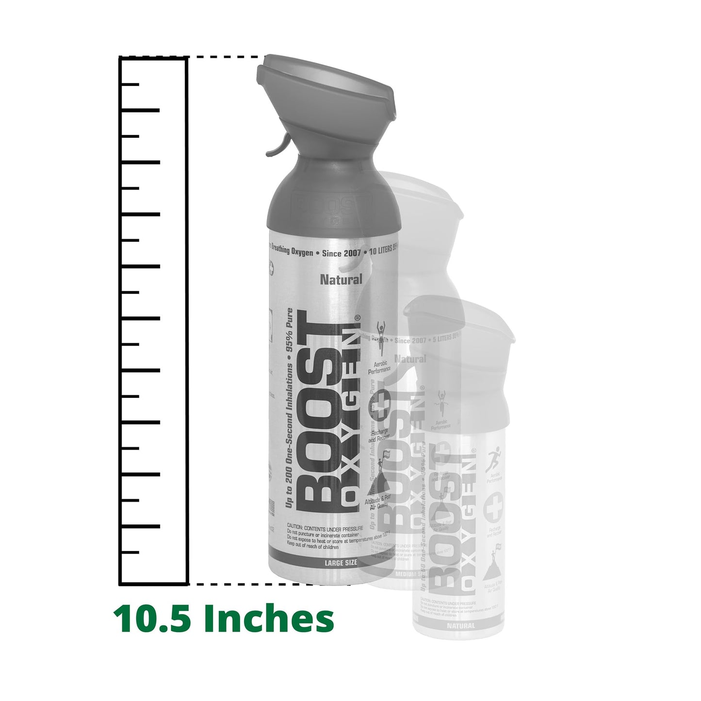 Boost Oxygen Large Natural 10 Liter Canister | Respiratory Support for Aerobic Recovery, Altitude, Performance and Health (3 Pack)