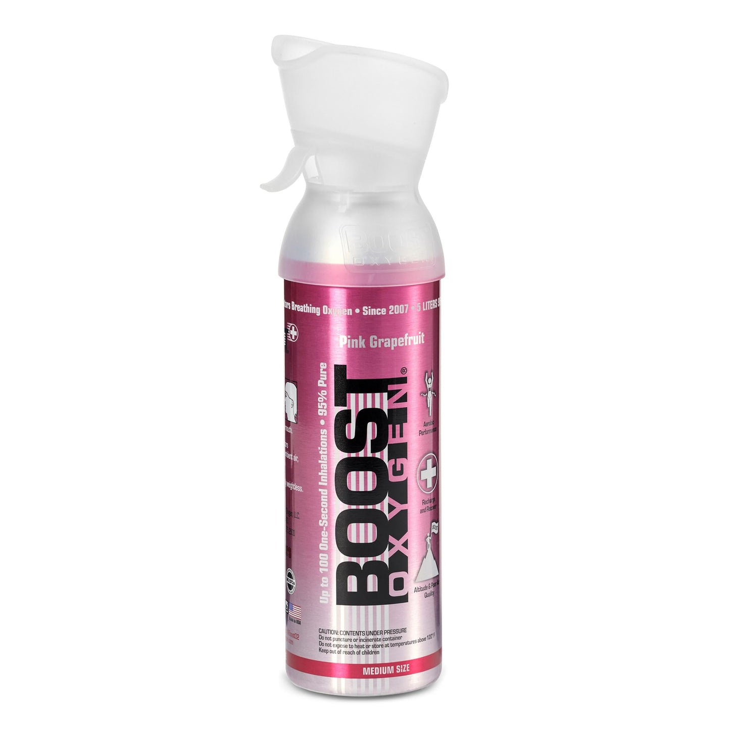 Boost Oxygen Canned Oxygen for Breathing for Home Use, Exercise, or Altitude Sickness, Includes Sealed Cap & Mask, 5L Canister, Multicolor, Pack of 4