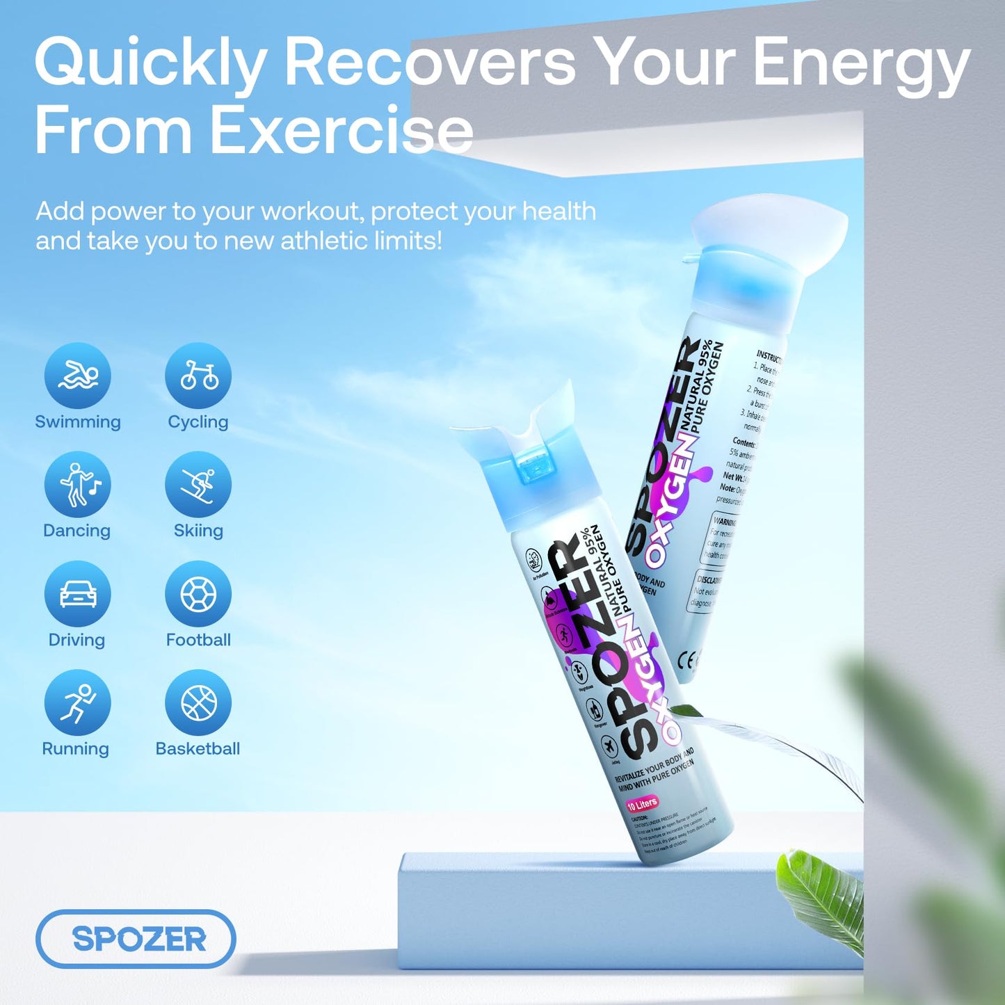 Portable Oxygen Can - 95% Pure O2, 10L Oxygen Cylinder for Altitude, Sports, Recovery, Exercise, & Altitude Sicknessy, 3 Oxygen Tanks for Home Use