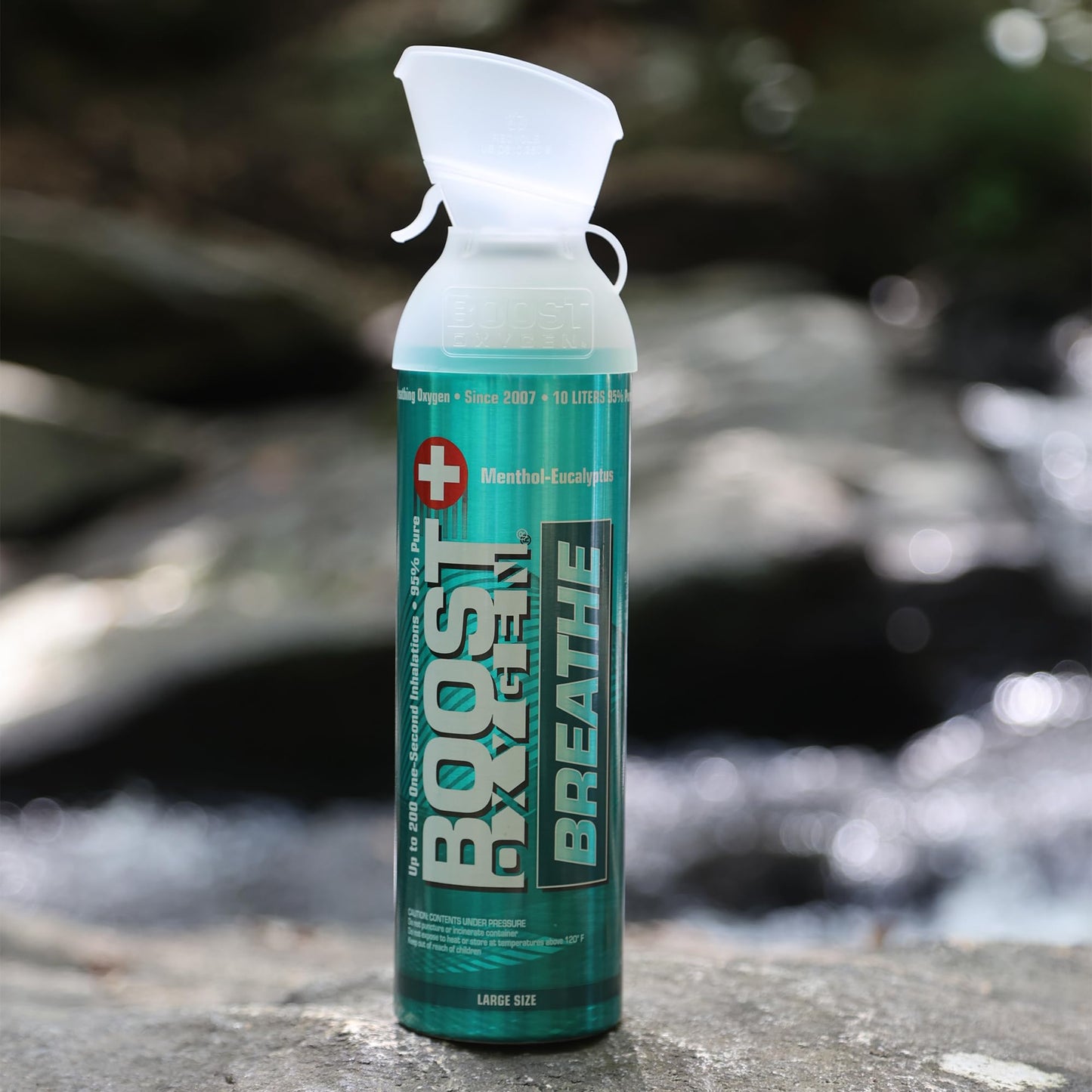 Boost Oxygen Canned 10 Liter Natural Flavored Oxygen Boost Portable Canister Bottle for High Altitudes, Athletes, and More, Green/Silver (5 Pack)