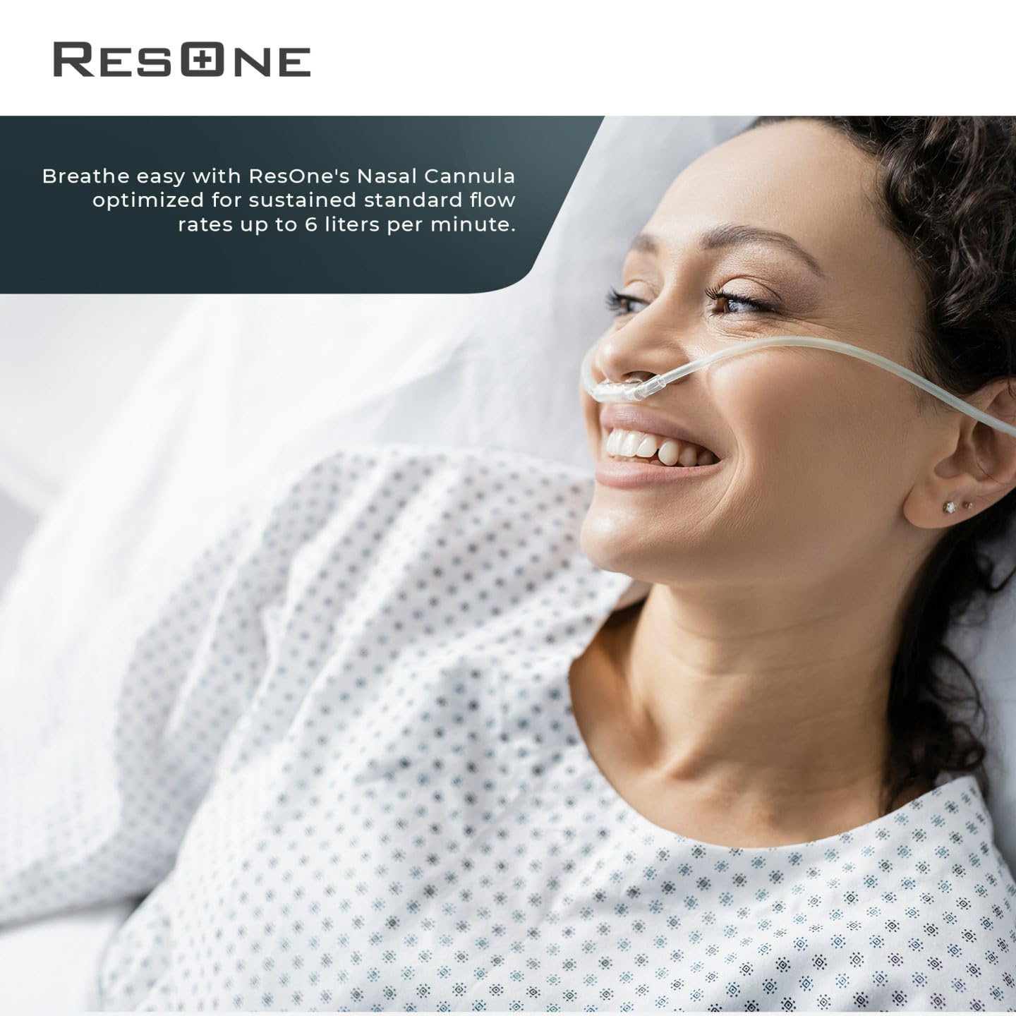 ResOne 4Ft Soft Adult Oxygen Nasal Cannula 5-Pack - Curved Prongs, Crush-Resistant Tubing - Nasal Tubes, Oxygen Concentrator Supplies - Soft Curved Nose Piece, Standard Size, Standard Flow 6 LPM