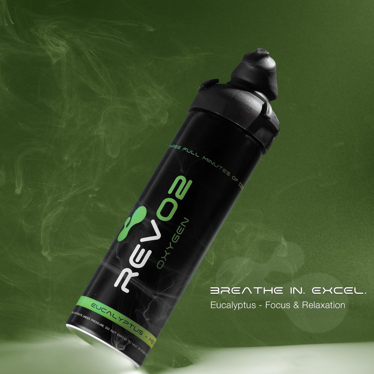 Eucalyptus Portable 98% Oxygen Can - Zero Leak Mouthpiece, Rotating Trigger Lock - Natural Stress & Mental Fatigue Relief at Any Altitude or Elevation - Menthol Canned Oxygen - 10 Liter Large