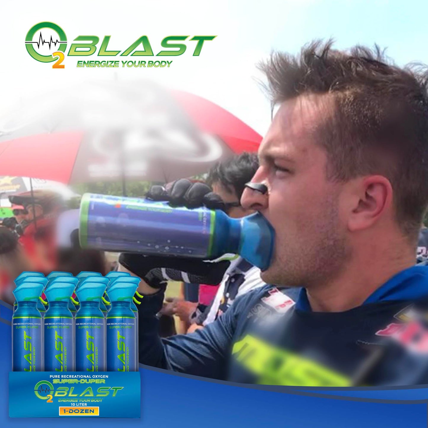 O2 Blast, Pure Oxygen Supplement, 10L Portable Can with Custom Breathing Mask for Respiratory Support, Elevate Oxygen Levels, Speed Recovery Time, Perfect for High Altitude & Sports Recovery (3-Pack)