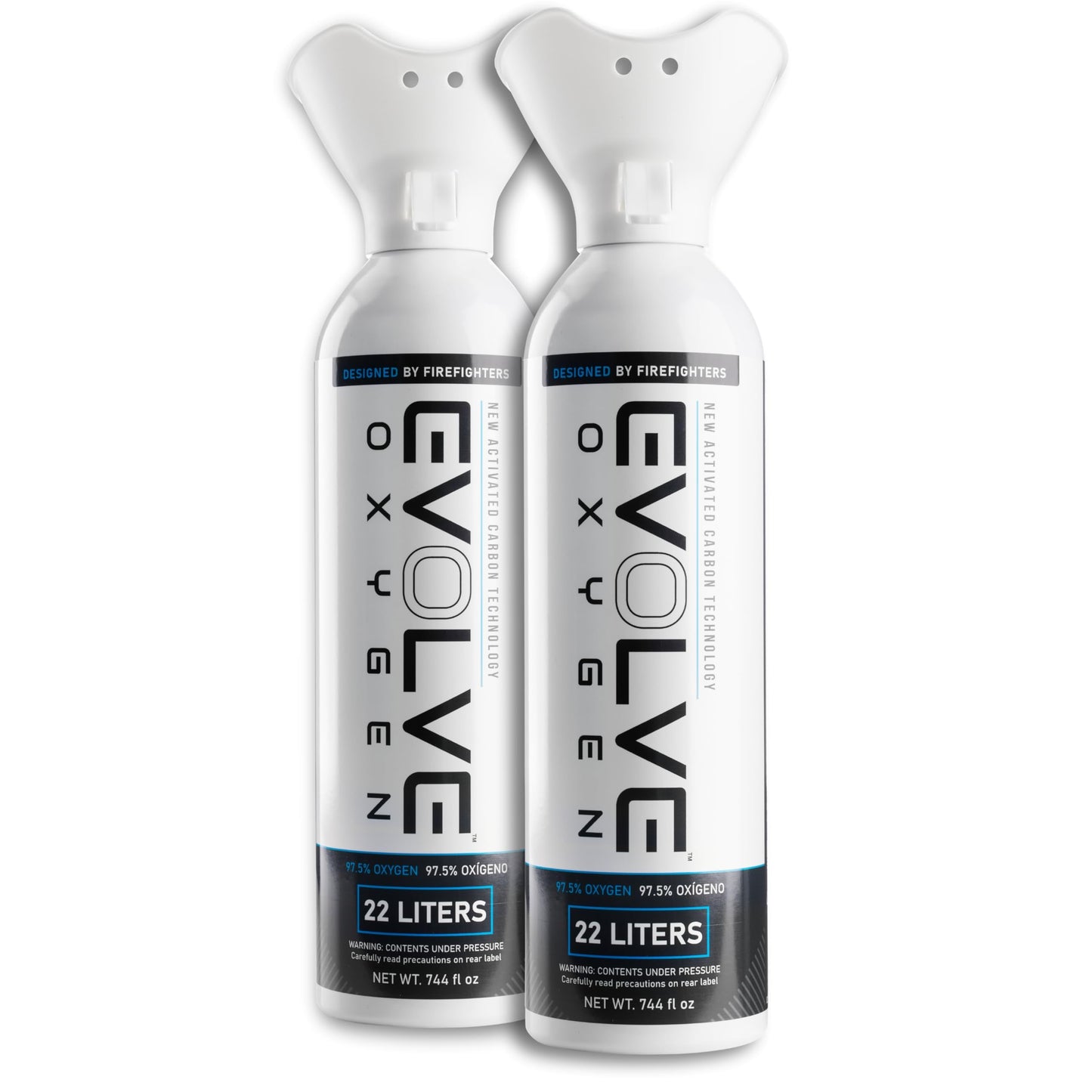 EVOLVE 22-Liter Pure Oxygen Canister with Breathing Cup | Portable Oxygen Can | Ideal for Home Use and Outdoor Activities | Designed by Firefighters | Made in The USA | Pack of 3