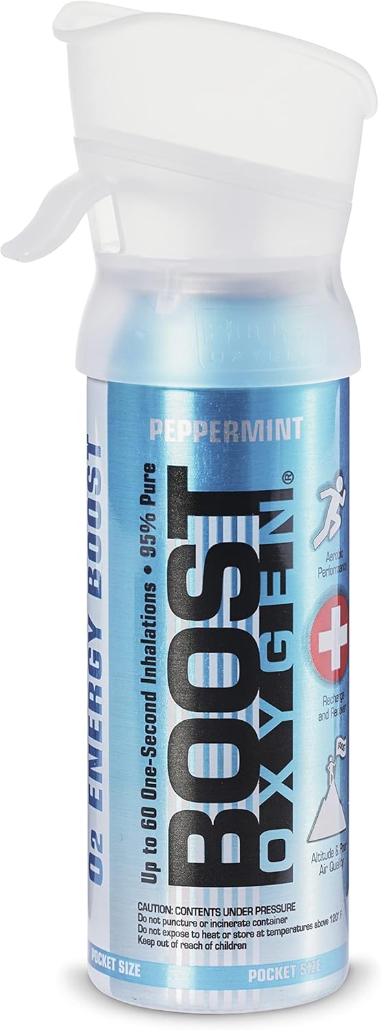 Boost Oxygen 4 Piece 5 Liter Natural Flavor and 3 Liter Peppermint Canned Oxygen Bottle Boost Cans with Easy to Use Mouthpiece (5 Pack)