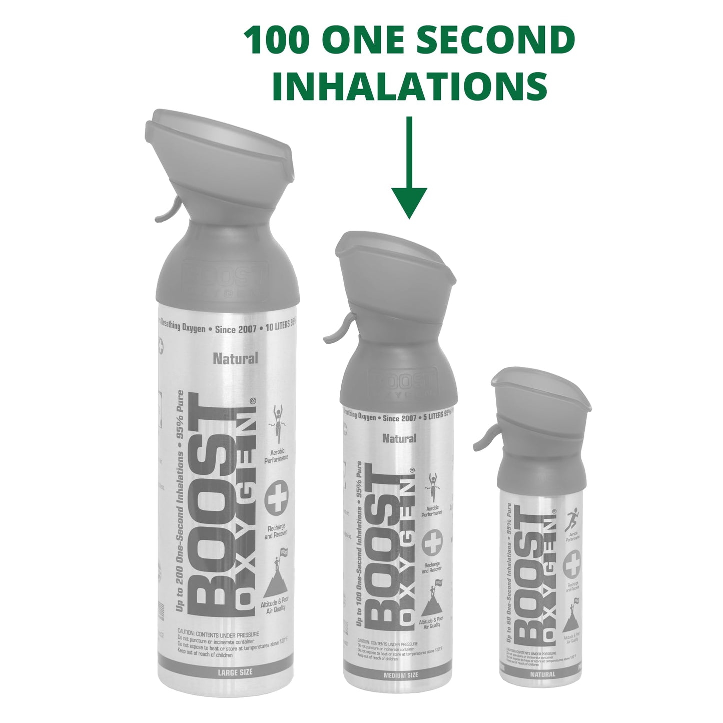 Boost Oxygen Canned Oxygen for Breathing for Home Use, Exercise, or Altitude Sickness, Includes Sealed Cap & Mask, 5L Canister, Multicolor, Pack of 4