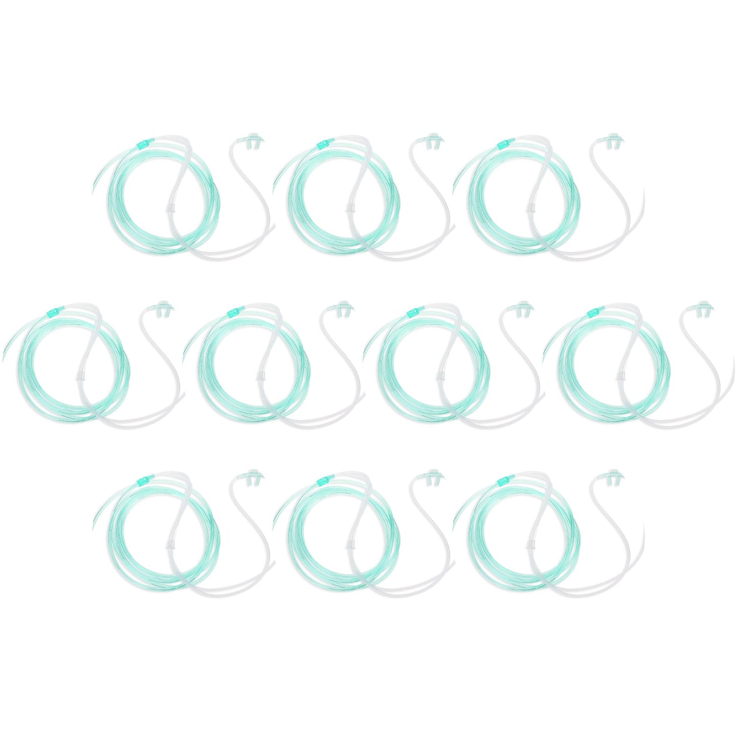 Dealmed Adult Standard Nasal Cannula – Straight with 7 ft (2.1m), Soft Green, Cannula Nasal Tubing for Oxygen, Highly Visible, Kink Resistant, Lightweight Tubing (5 Pack)