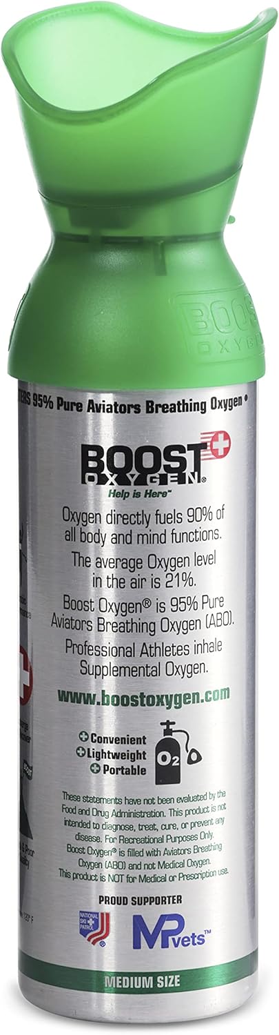 Boost Oxygen 4 Piece 5 Liter Natural Flavor and 3 Liter Peppermint Canned Oxygen Bottle Boost Cans with Easy to Use Mouthpiece (5 Pack)