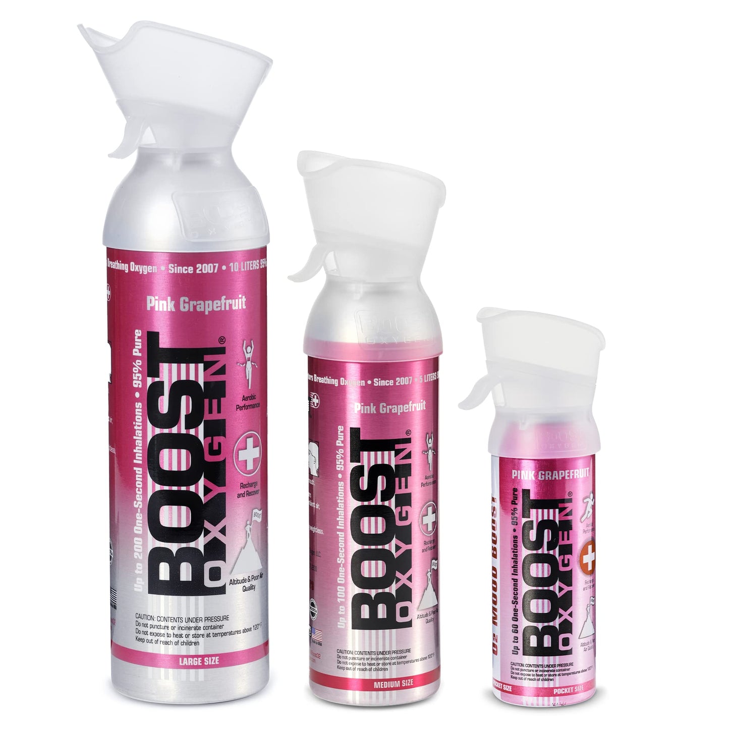 Boost Oxygen Natural Collection | Large 10L, Medium 5L & Pocket Size 3L (3 Pack)