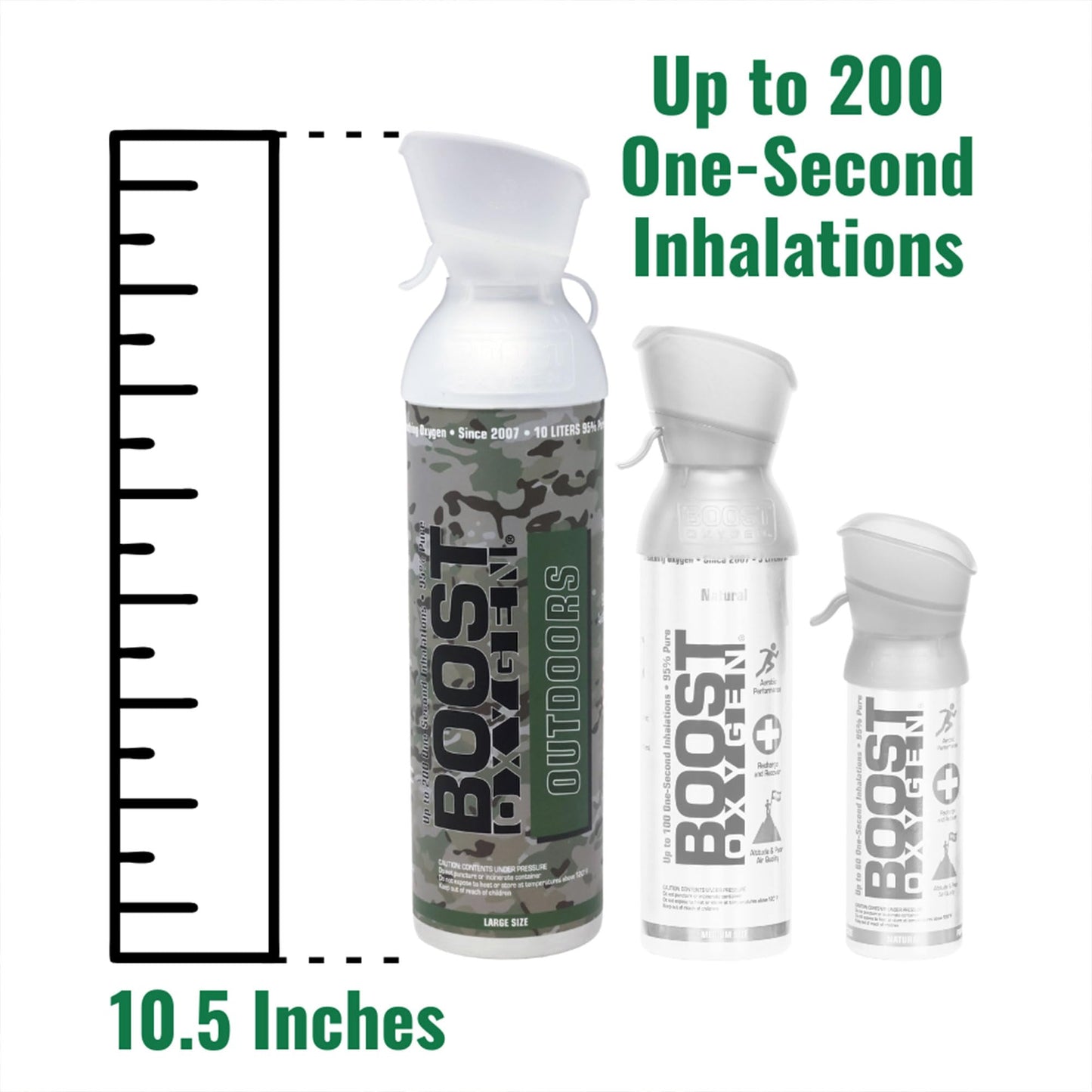 Boost Oxygen Large Natural 10 Liter Canister | Respiratory Support for Aerobic Recovery, Altitude, Performance and Health (3 Pack)