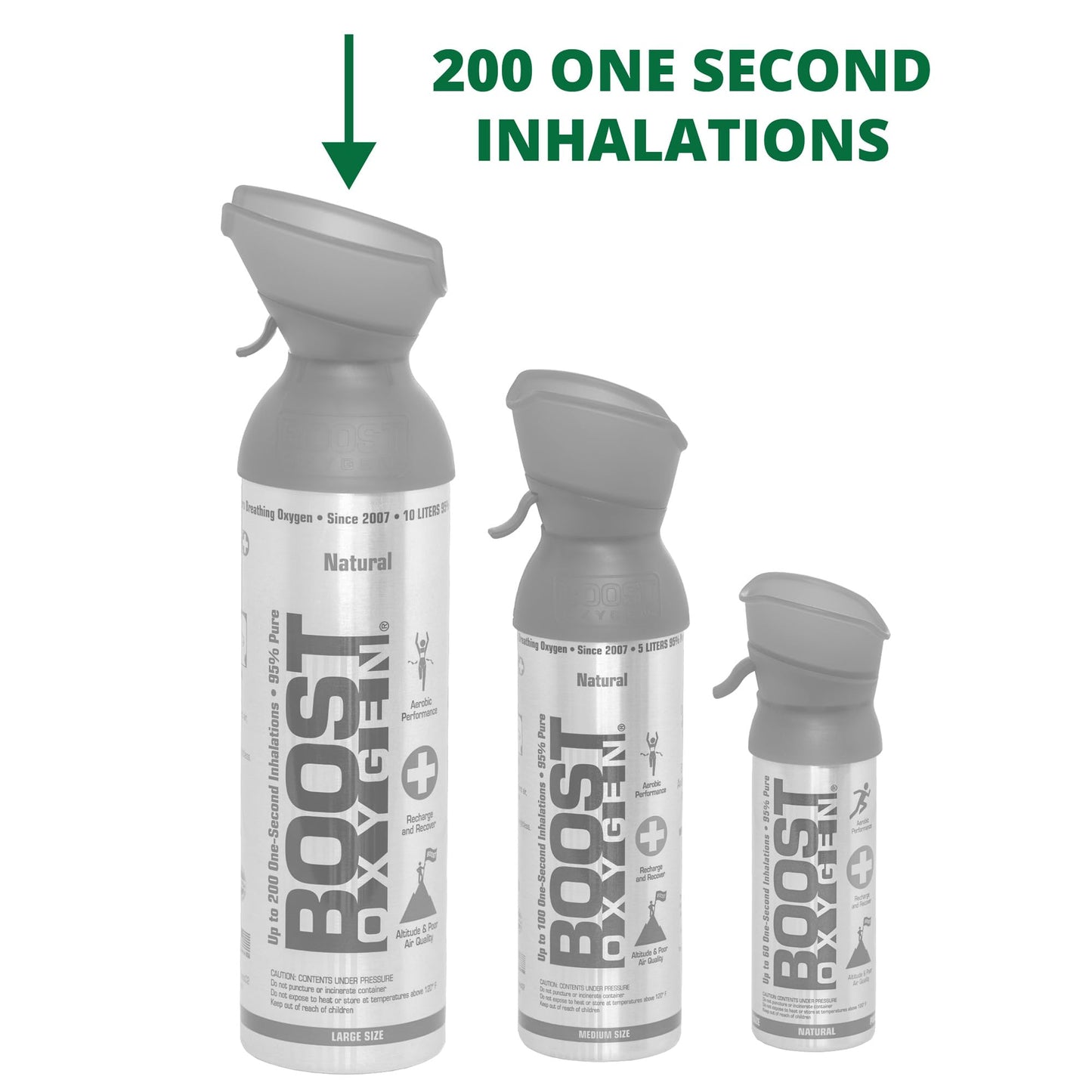 Boost Oxygen Large Natural 10 Liter Canister | Respiratory Support for Aerobic Recovery, Altitude, Performance and Health (3 Pack)