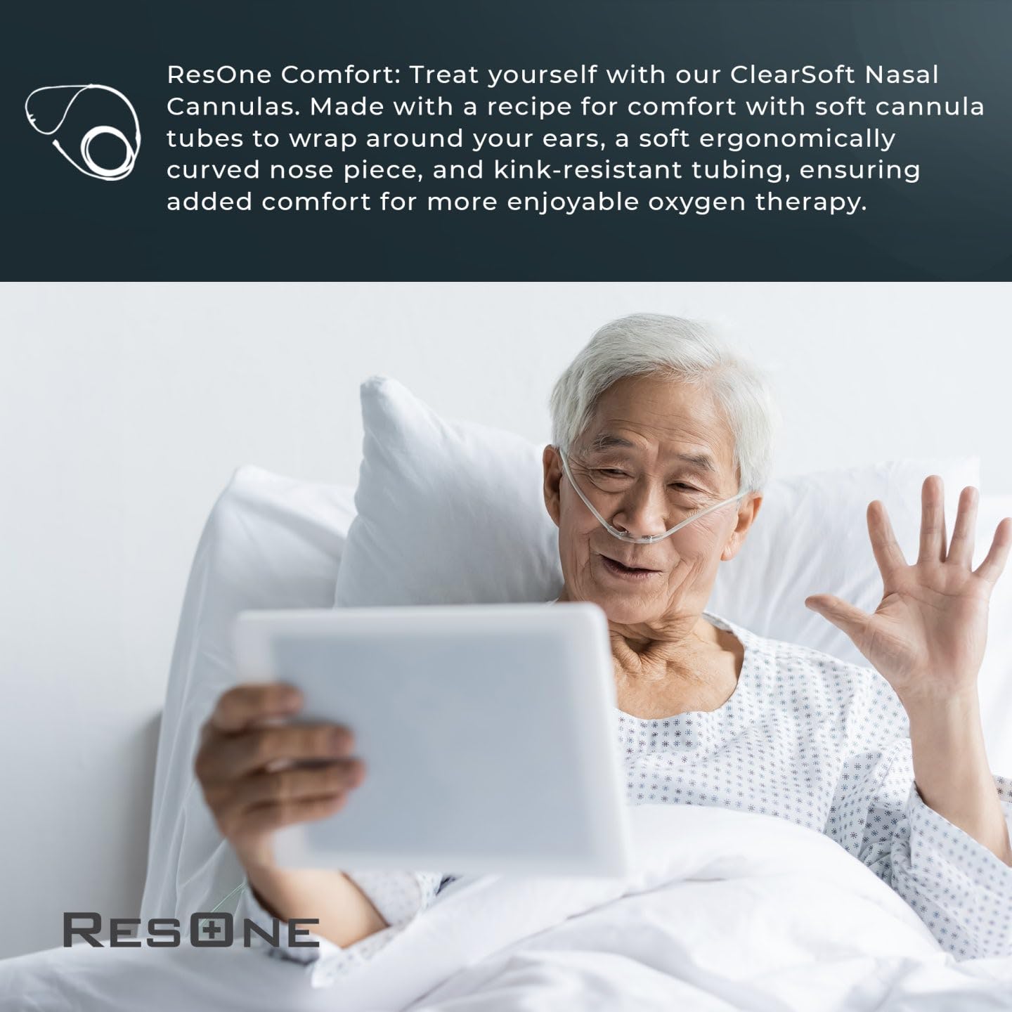 ResOne 4Ft Soft Adult Oxygen Nasal Cannula 5-Pack - Curved Prongs, Crush-Resistant Tubing - Nasal Tubes, Oxygen Concentrator Supplies - Soft Curved Nose Piece, Standard Size, Standard Flow 6 LPM