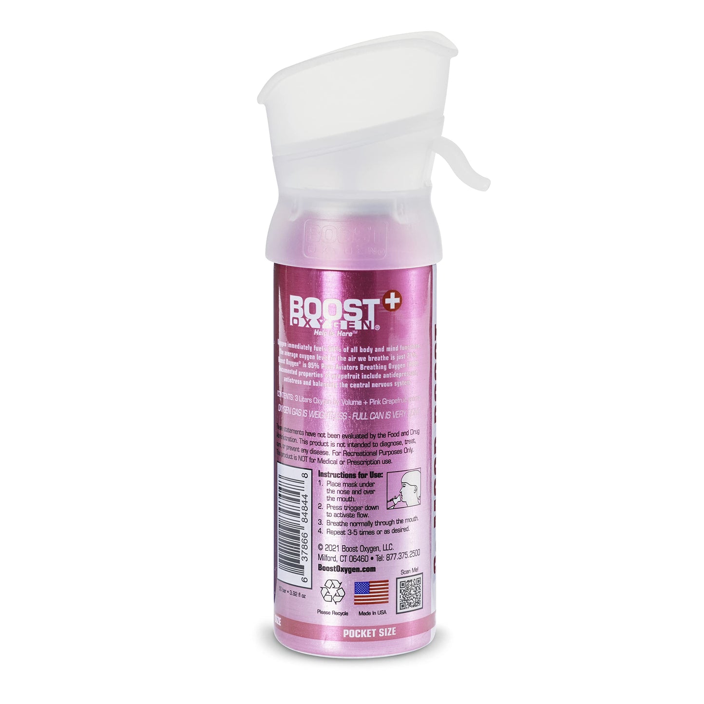 Boost Oxygen Pocket Size Natural 3L Canister | Respiratory Support for Aerobic Recovery, Altitude, Performance & Health (3 Pack)