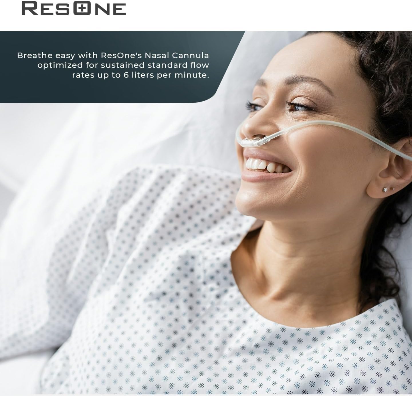 ResOne 4Ft Soft Adult Oxygen Nasal Cannula 5-Pack - Curved Prongs, Crush-Resistant Tubing - Nasal Tubes, Oxygen Concentrator Supplies - Soft Curved Nose Piece, Standard Size, Standard Flow 6 LPM