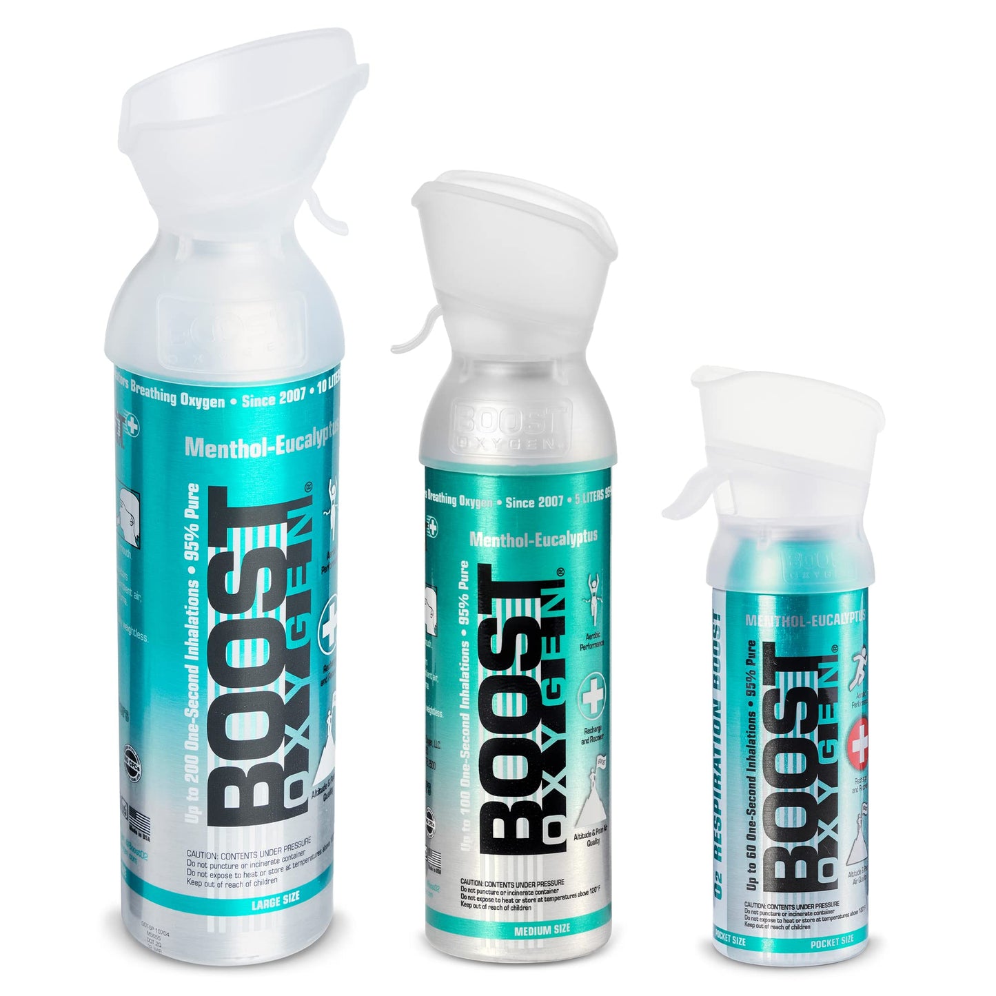 Boost Oxygen Natural Collection | Large 10L, Medium 5L & Pocket Size 3L (3 Pack)