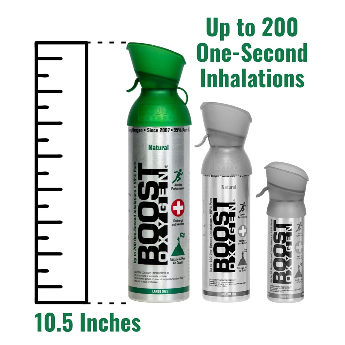 Boost Oxygen Large Natural 10 Liter Canister | Respiratory Support for Aerobic Recovery, Altitude, Performance and Health (3 Pack)