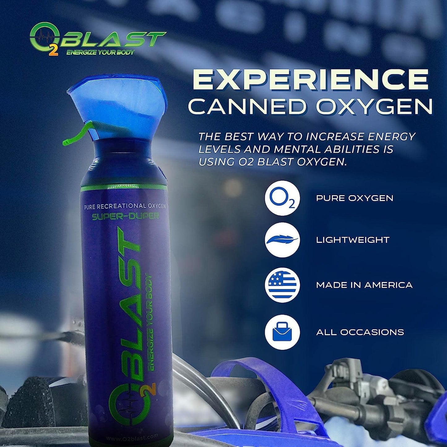O2 Blast 95-99% Pure Oxygen, 10 Liter Portable Can 5 Pack with Custom Breathing Mask, Increase Stamina & Reduce Recovery Time, Ideal for High Altitude & Sports Recovery