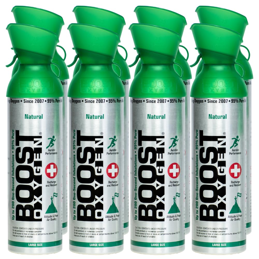 Boost Oxygen Large Natural 10 Liter Canister | Respiratory Support for Aerobic Recovery, Altitude, Performance and Health (3 Pack)