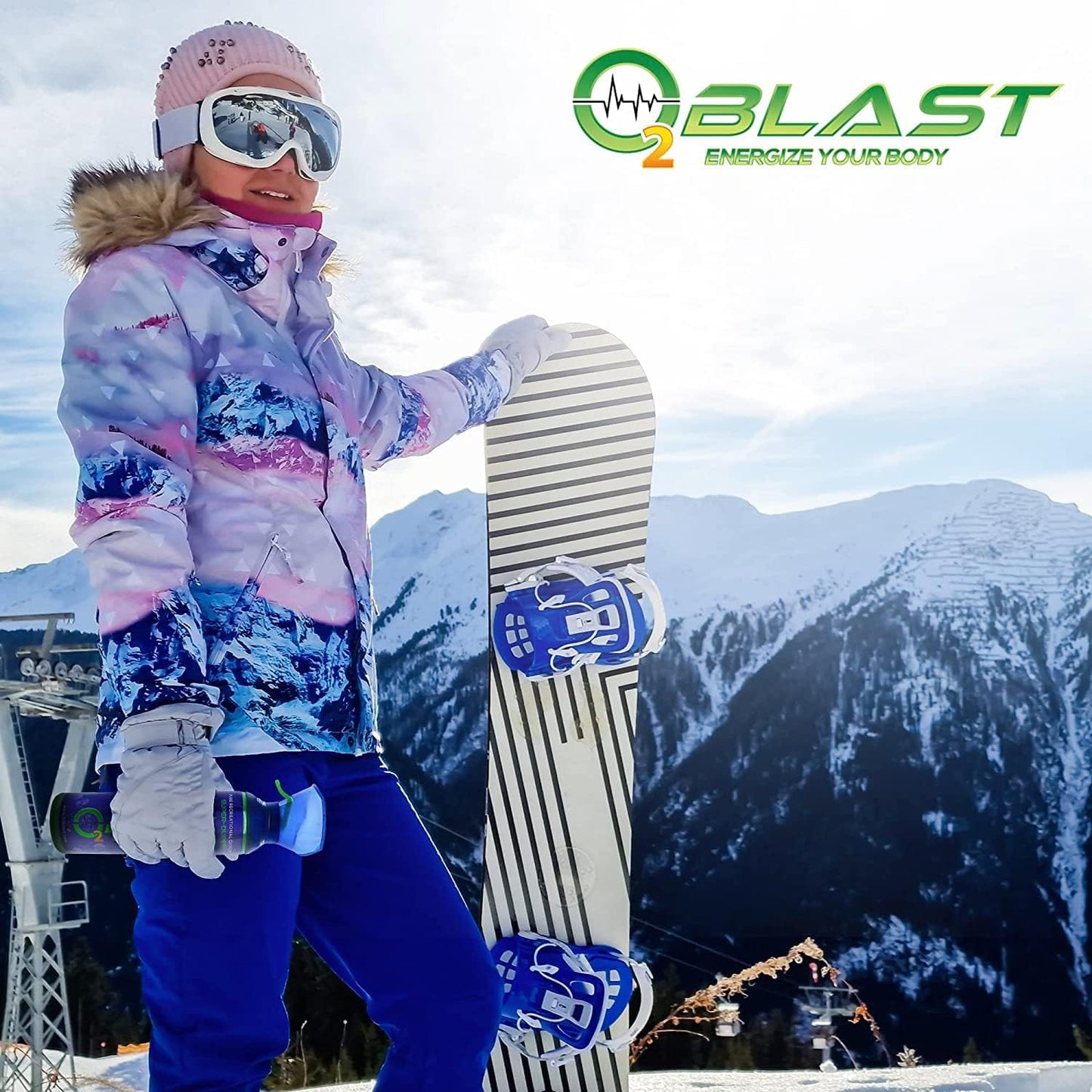O2 Blast 95-99% Pure Oxygen, 10 Liter Portable Can 5 Pack with Custom Breathing Mask, Increase Stamina & Reduce Recovery Time, Ideal for High Altitude & Sports Recovery