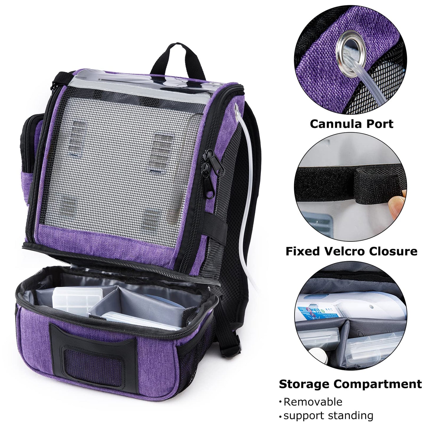 BAGSFY Portable Oxygen Concentrators Backpack Compatible with Inogen One G3 & Inogen One G5, Inogen Rove 6, Lightweight Oxygen Machine Carrying Bag (Black)