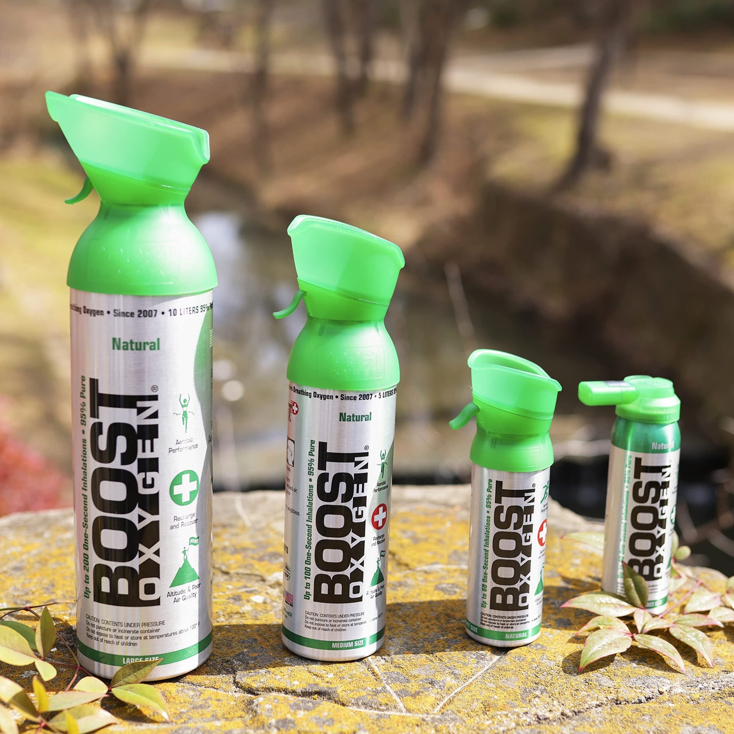 Boost Oxygen 10 Liter Canned Oxygen (2 Pack) and 5 Liter Canned Oxygen (3 Pack) with Built-in Mouthpiece for High Altitudes and Recovery, Flavorless