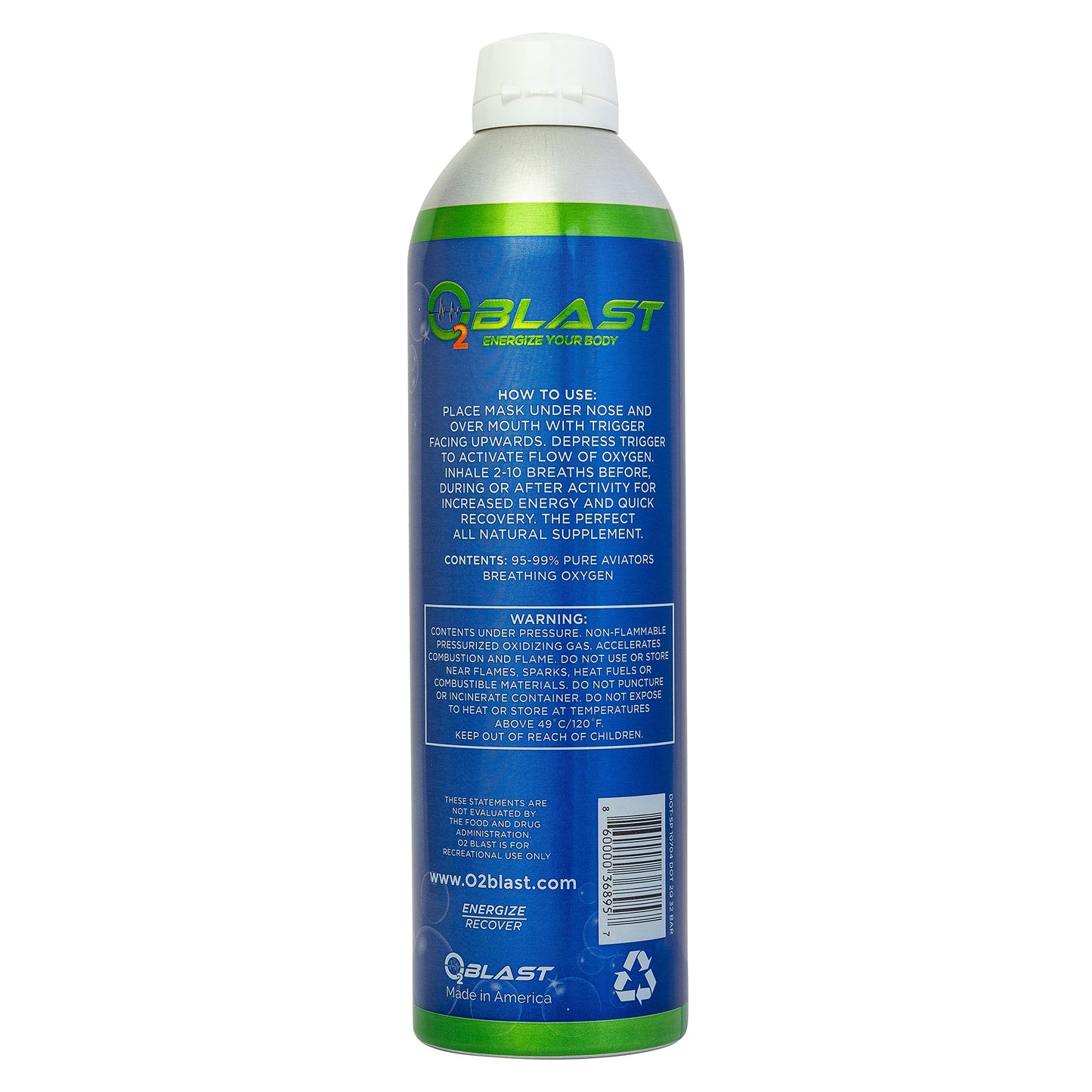 O2 Blast 95-99% Pure Oxygen, 10 Liter 3 Pack Portable Can with Sanitary flip top Cap, Increase Stamina & Reduce Recovery Time, Ideal for High Altitude & Sports Recovery