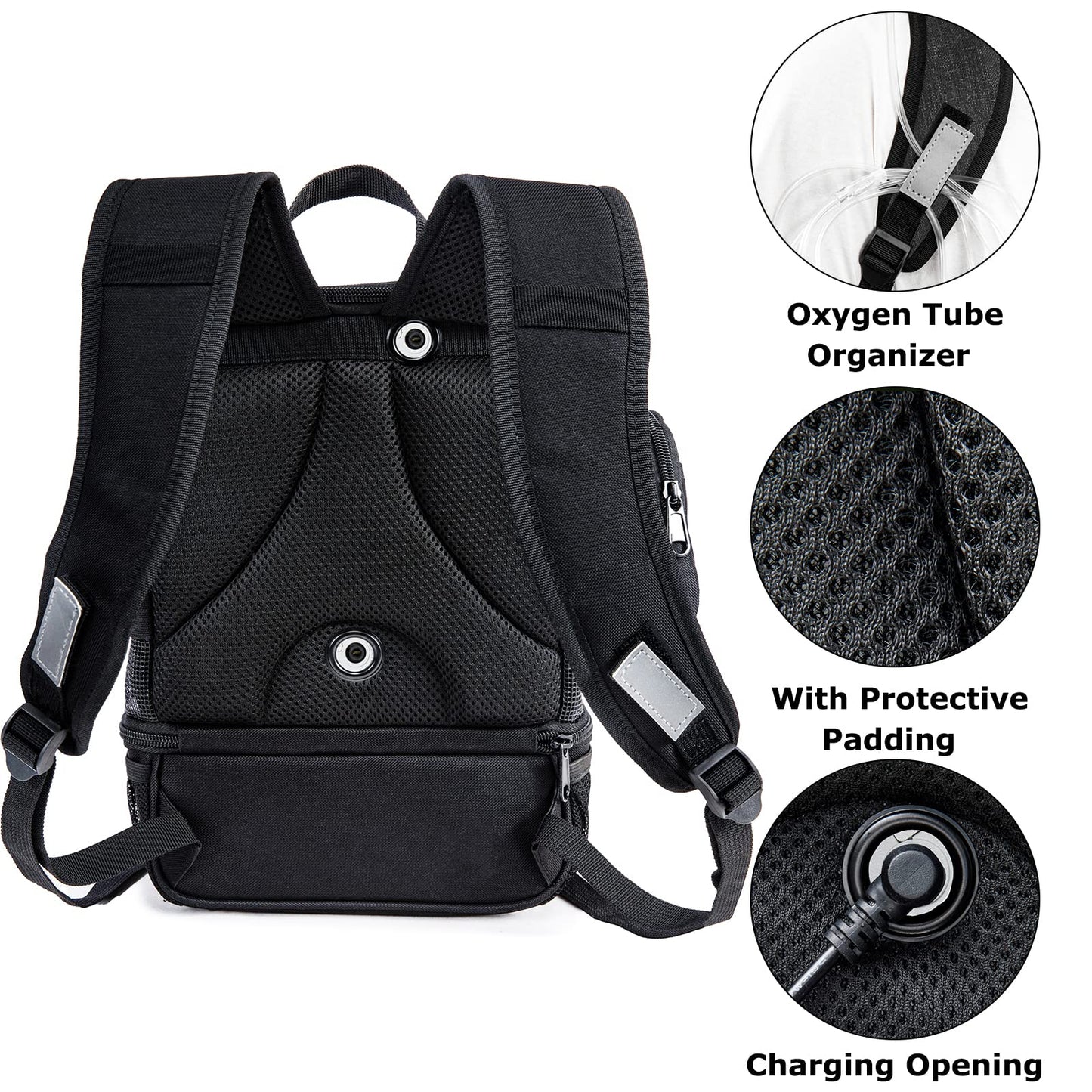 BAGSFY Portable Oxygen Concentrators Backpack Compatible with Inogen One G3 & Inogen One G5, Inogen Rove 6, Lightweight Oxygen Machine Carrying Bag (Black)