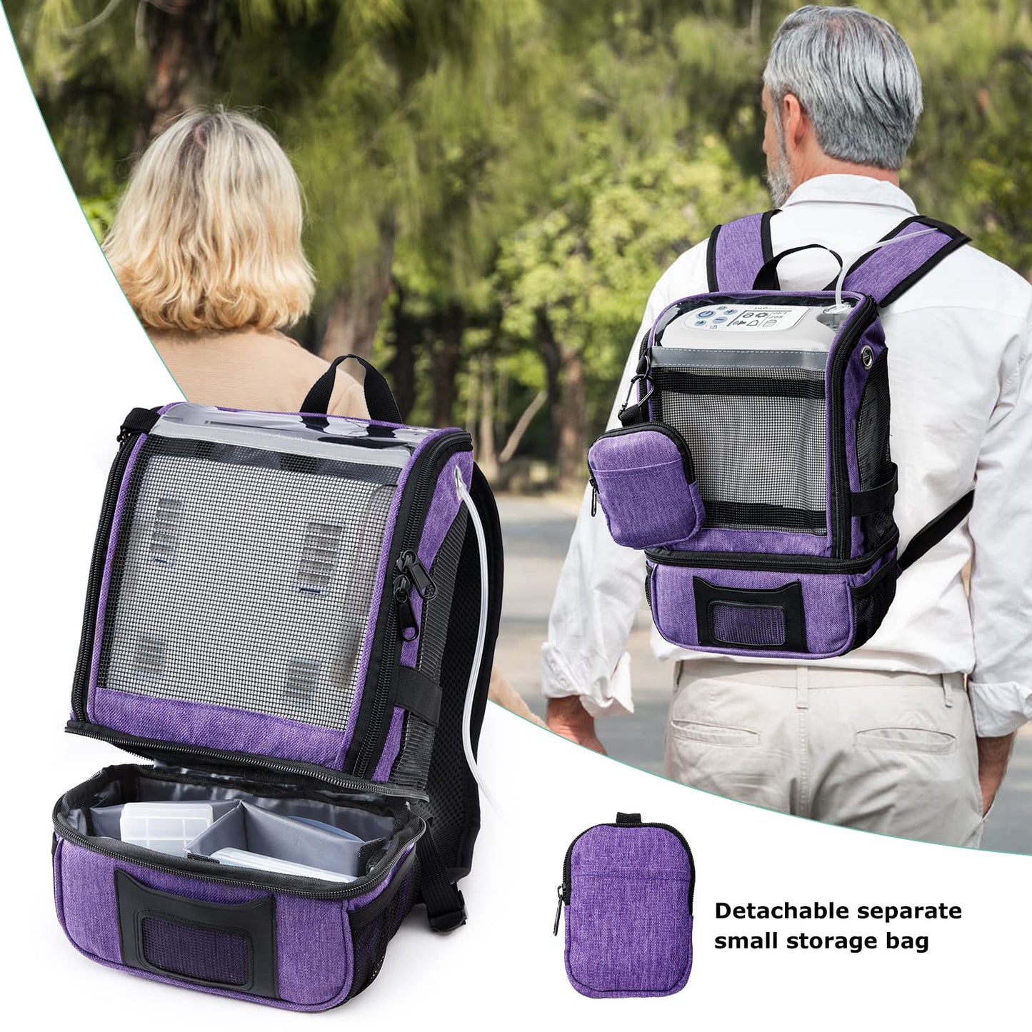 BAGSFY Portable Oxygen Concentrators Backpack Compatible with Inogen One G3 & Inogen One G5, Inogen Rove 6, Lightweight Oxygen Machine Carrying Bag (Black)