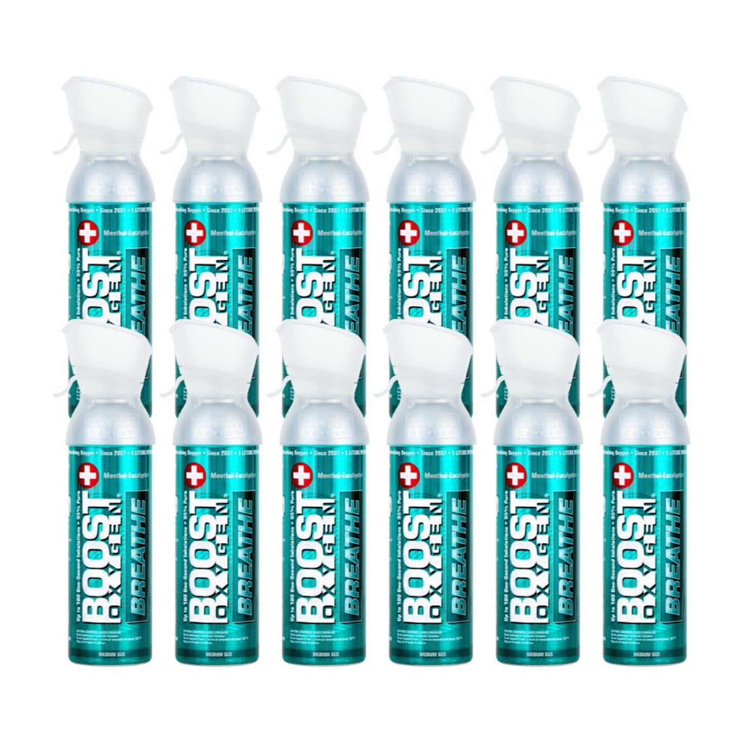 Boost Oxygen Canned Oxygen for Breathing for Home Use, Exercise, or Altitude Sickness, Includes Sealed Cap & Mask, 5L Canister, Multicolor, Pack of 4
