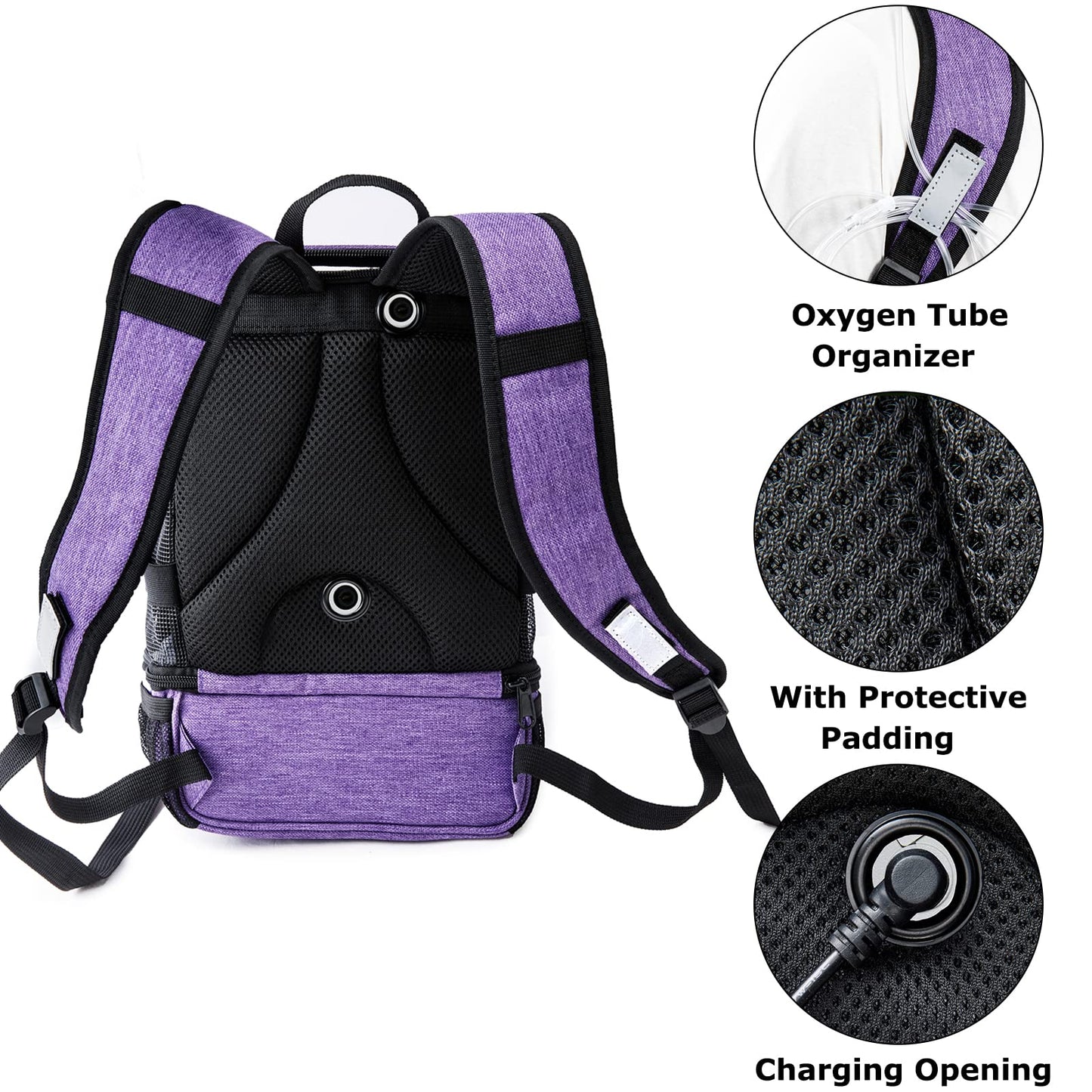 BAGSFY Portable Oxygen Concentrators Backpack Compatible with Inogen One G3 & Inogen One G5, Inogen Rove 6, Lightweight Oxygen Machine Carrying Bag (Black)