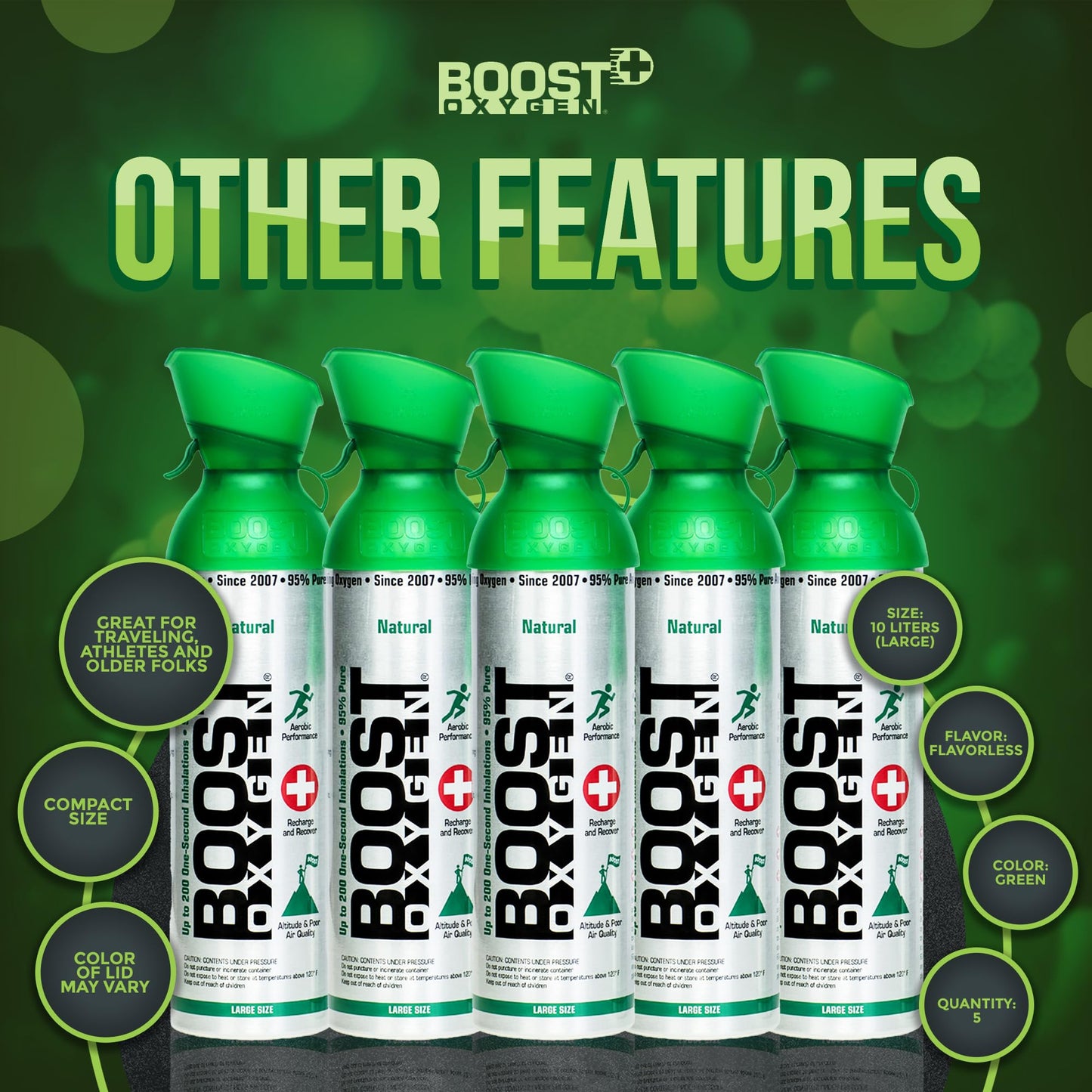 Boost Oxygen Large Natural 10 Liter Canister | Respiratory Support for Aerobic Recovery, Altitude, Performance and Health (3 Pack)