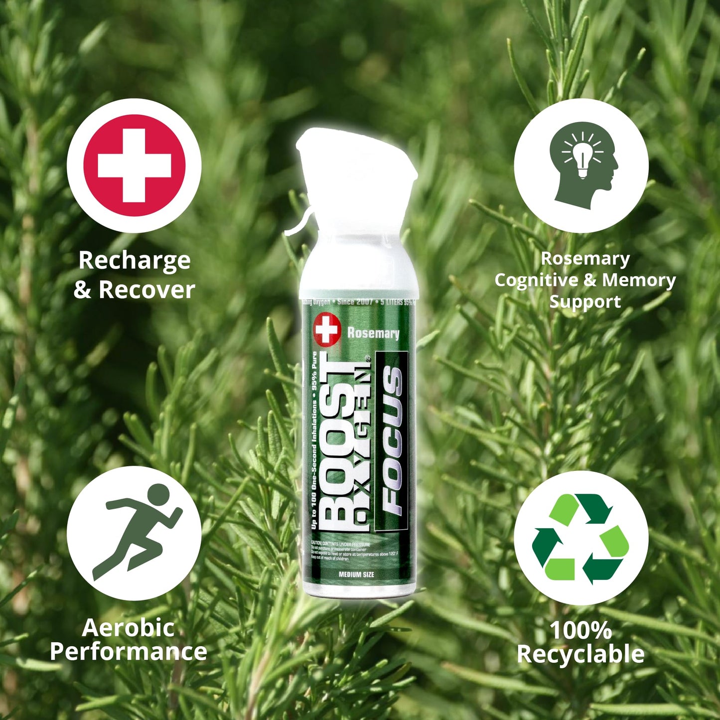 Boost Oxygen Canned Oxygen for Breathing for Home Use, Exercise, or Altitude Sickness, Includes Sealed Cap & Mask, 5L Canister, Multicolor, Pack of 4