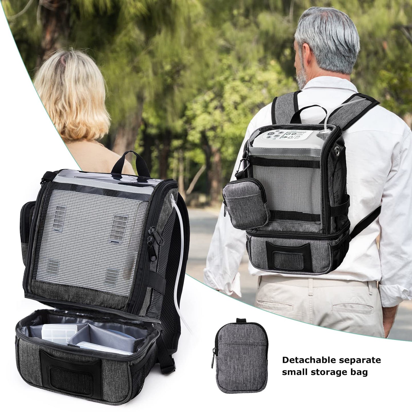 BAGSFY Portable Oxygen Concentrators Backpack Compatible with Inogen One G3 & Inogen One G5, Inogen Rove 6, Lightweight Oxygen Machine Carrying Bag (Black)
