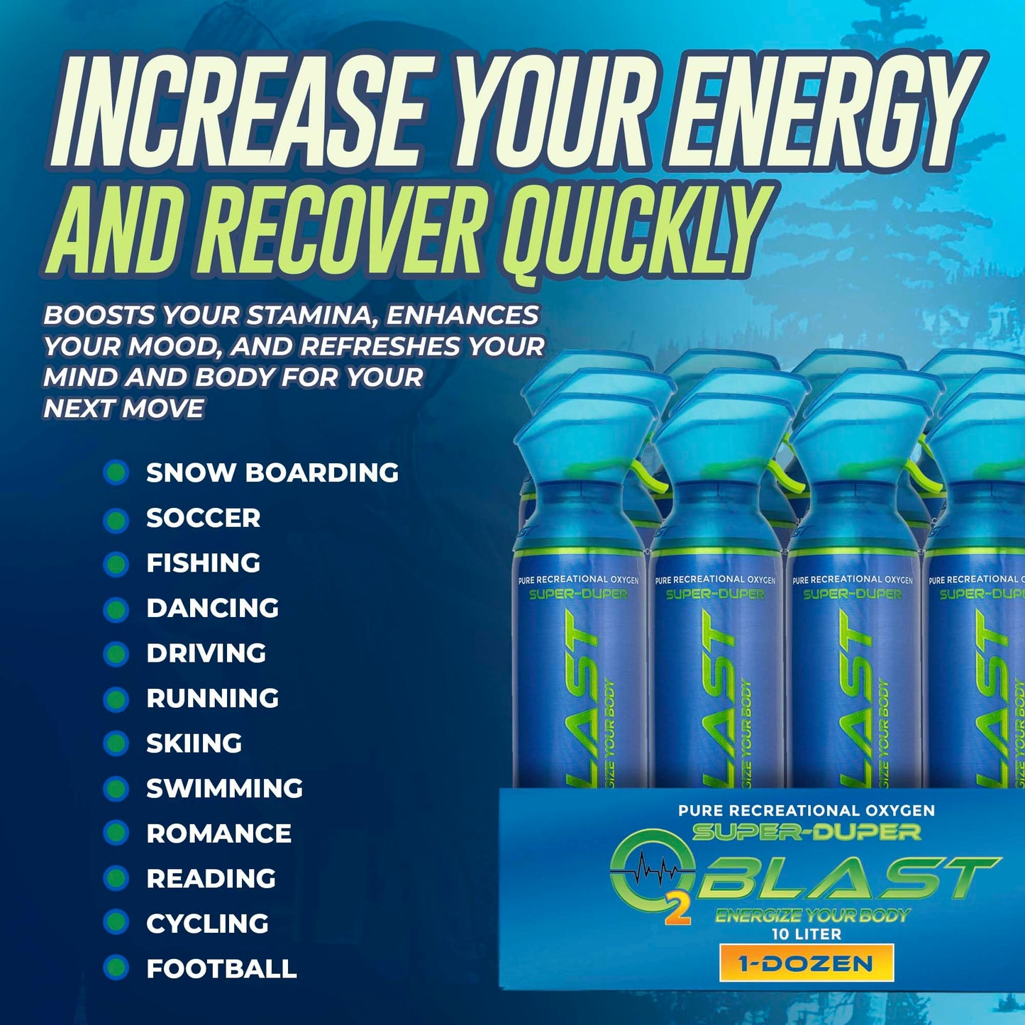 O2 Blast, Pure Oxygen Supplement, 10L Portable Can with Custom Breathing Mask for Respiratory Support, Elevate Oxygen Levels, Speed Recovery Time, Perfect for High Altitude & Sports Recovery (3-Pack)