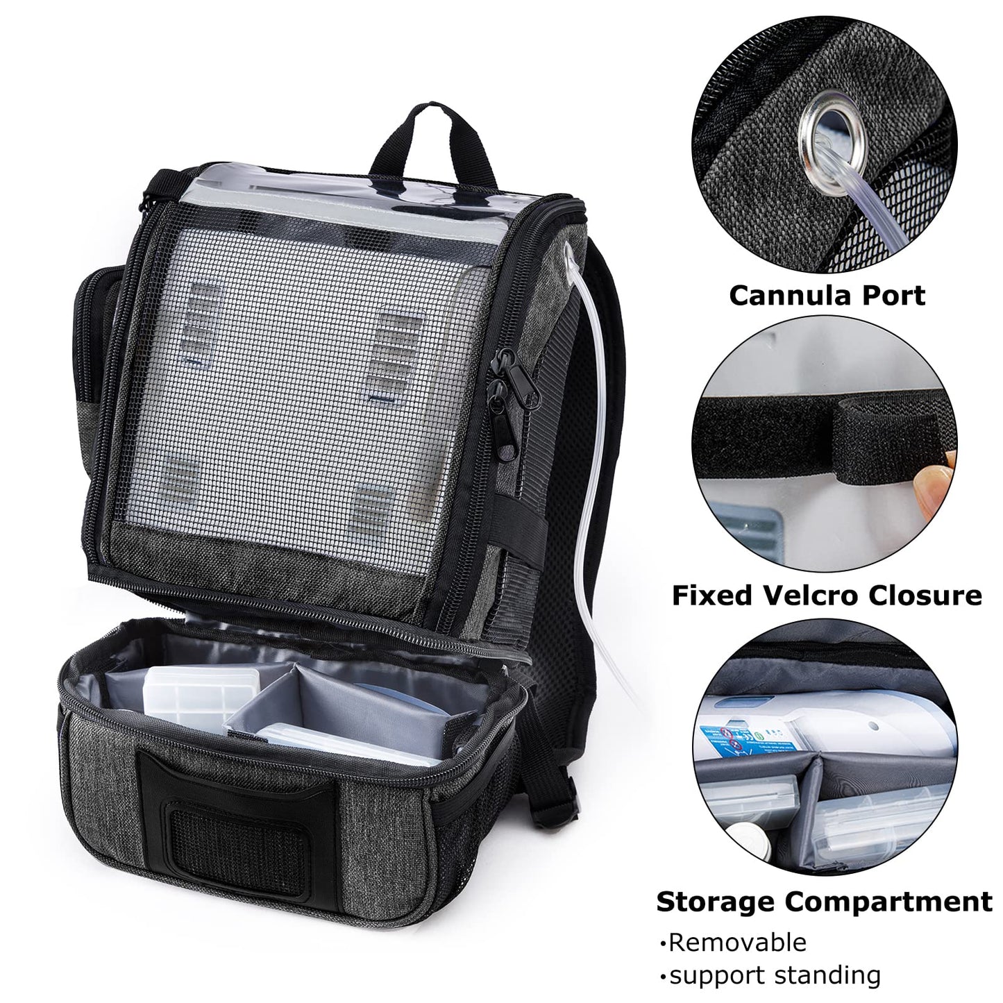 BAGSFY Portable Oxygen Concentrators Backpack Compatible with Inogen One G3 & Inogen One G5, Inogen Rove 6, Lightweight Oxygen Machine Carrying Bag (Black)