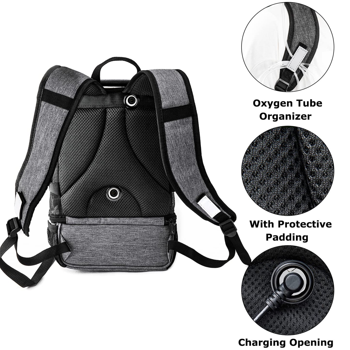 BAGSFY Portable Oxygen Concentrators Backpack Compatible with Inogen One G3 & Inogen One G5, Inogen Rove 6, Lightweight Oxygen Machine Carrying Bag (Black)