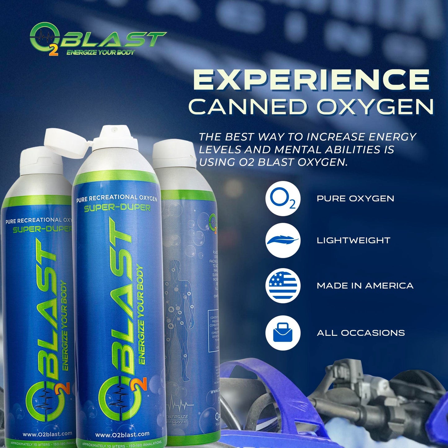 O2 Blast 95-99% Pure Oxygen, 10 Liter 3 Pack Portable Can with Sanitary flip top Cap, Increase Stamina & Reduce Recovery Time, Ideal for High Altitude & Sports Recovery