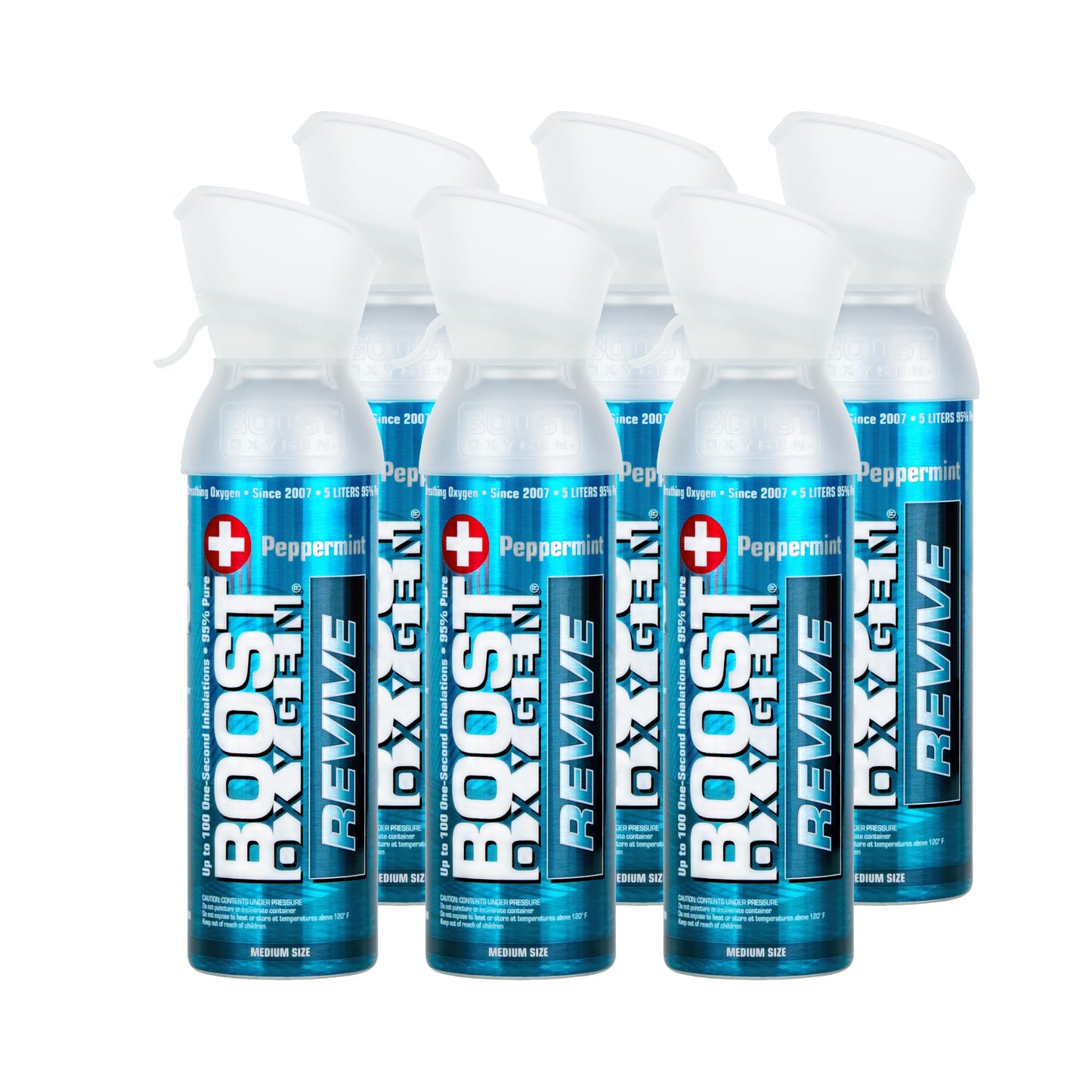 Boost Oxygen Canned Oxygen for Breathing for Home Use, Exercise, or Altitude Sickness, Includes Sealed Cap & Mask, 5L Canister, Multicolor, Pack of 4