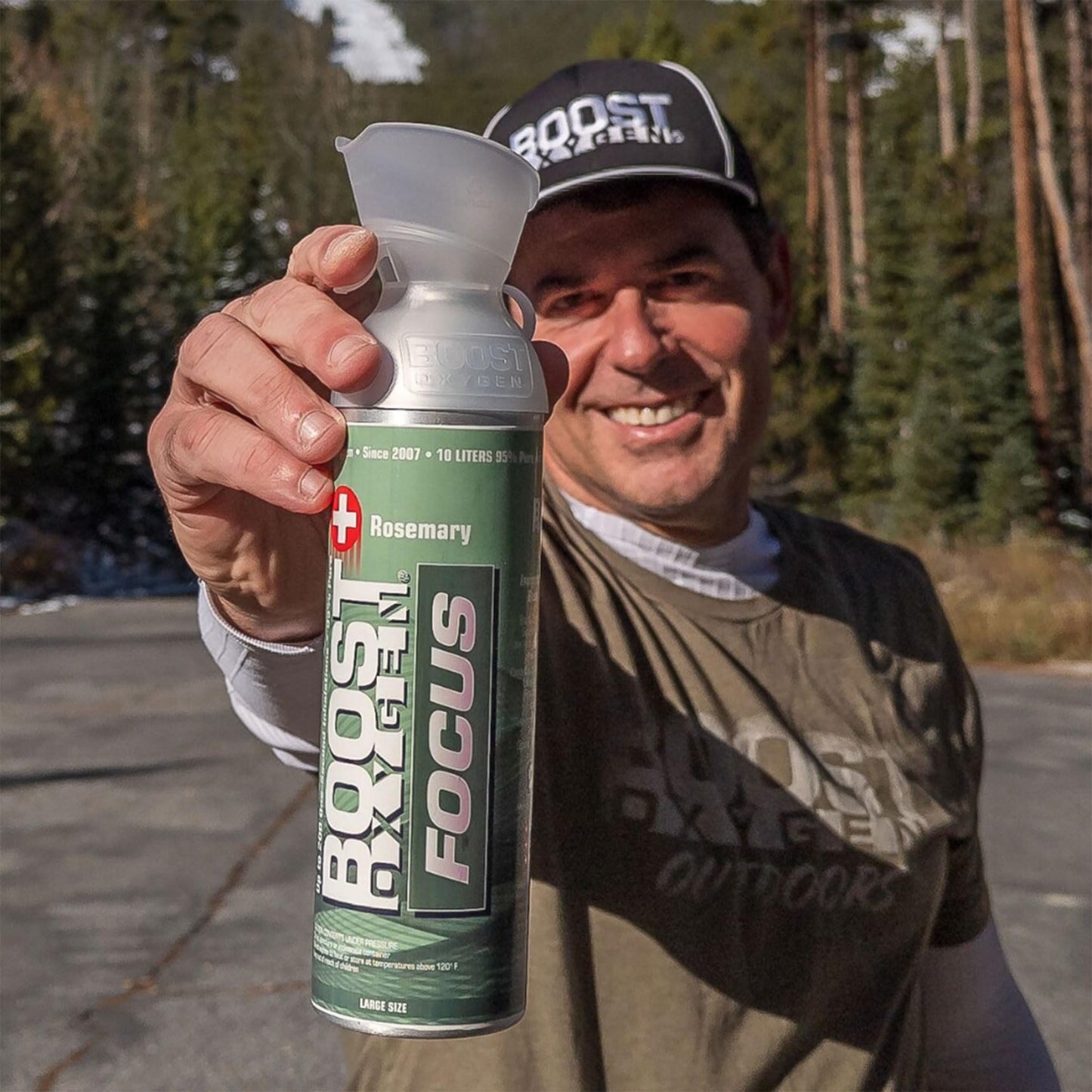 Boost Oxygen Canned 10 Liter Natural Flavored Oxygen Boost Portable Canister Bottle for High Altitudes, Athletes, and More, Green/Silver (5 Pack)
